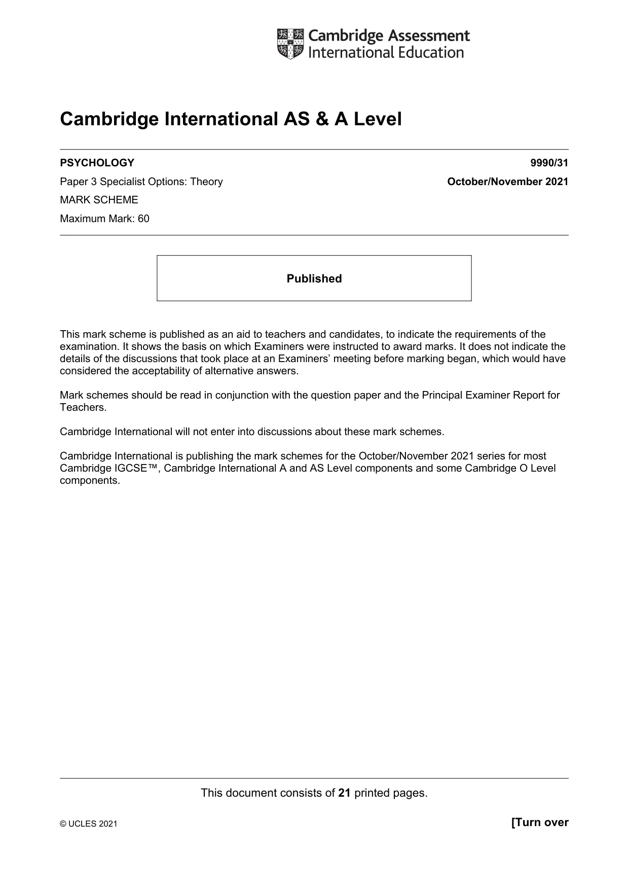Mark scheme, page 1 of 21