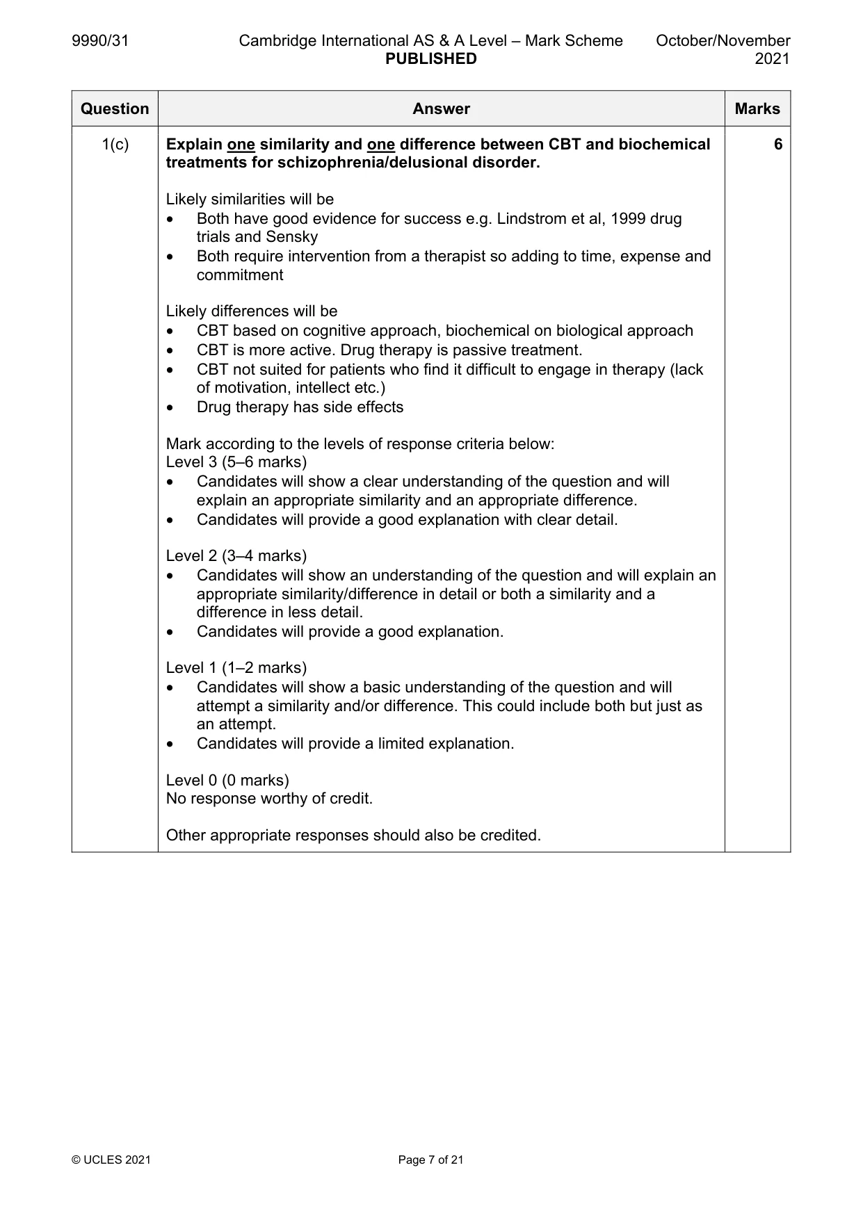 Mark scheme, page 7 of 21