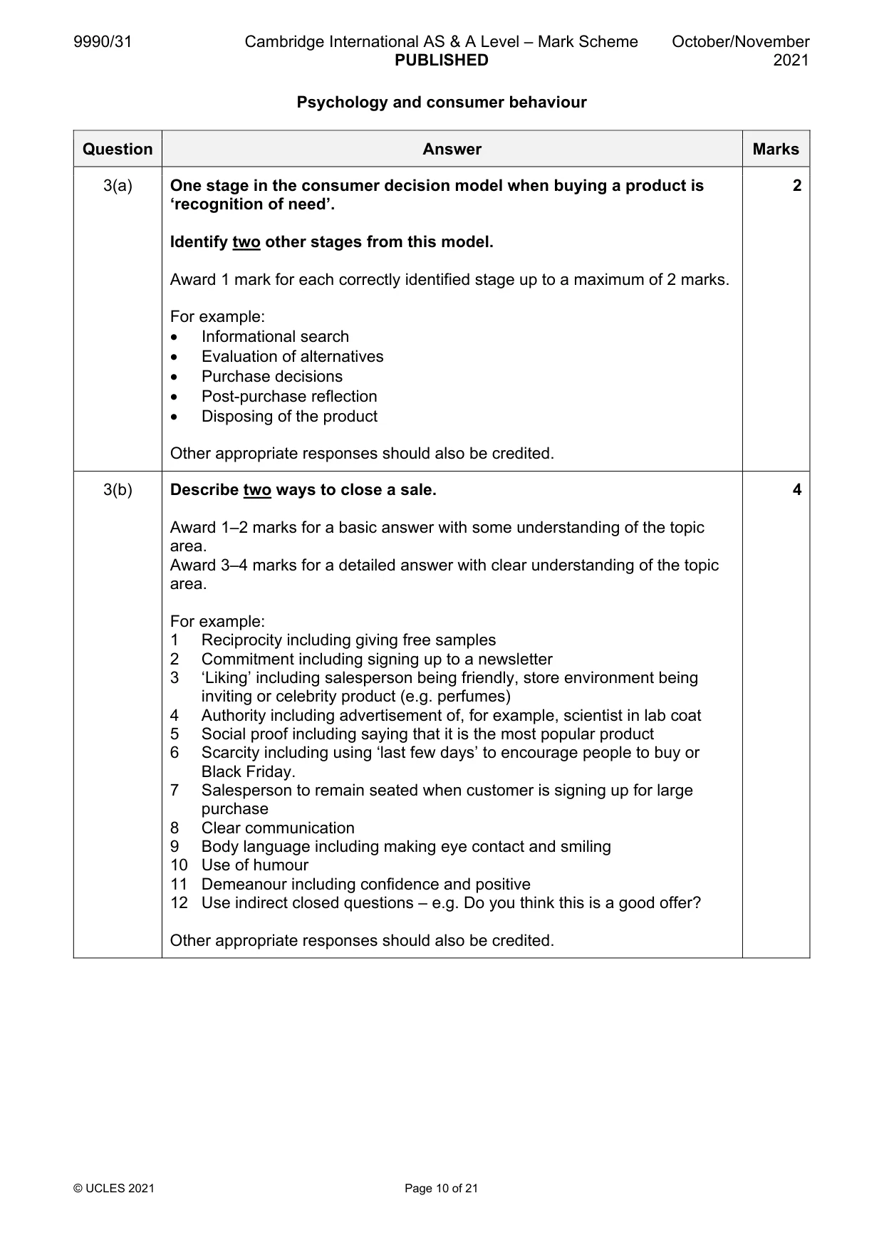 Mark scheme, page 10 of 21