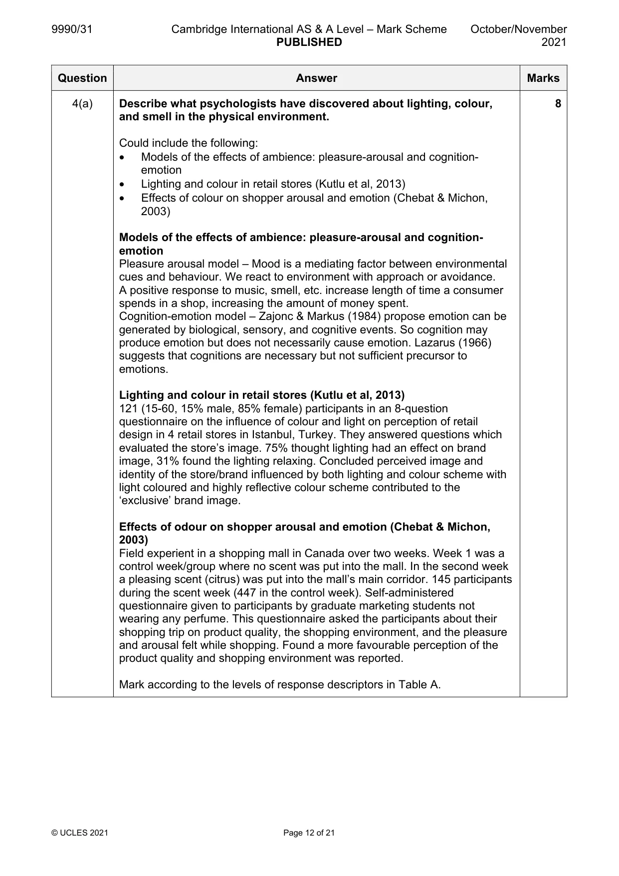 Mark scheme, page 12 of 21