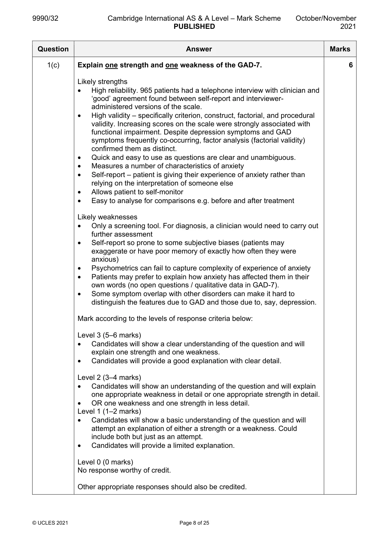 Mark scheme, page 8 of 25