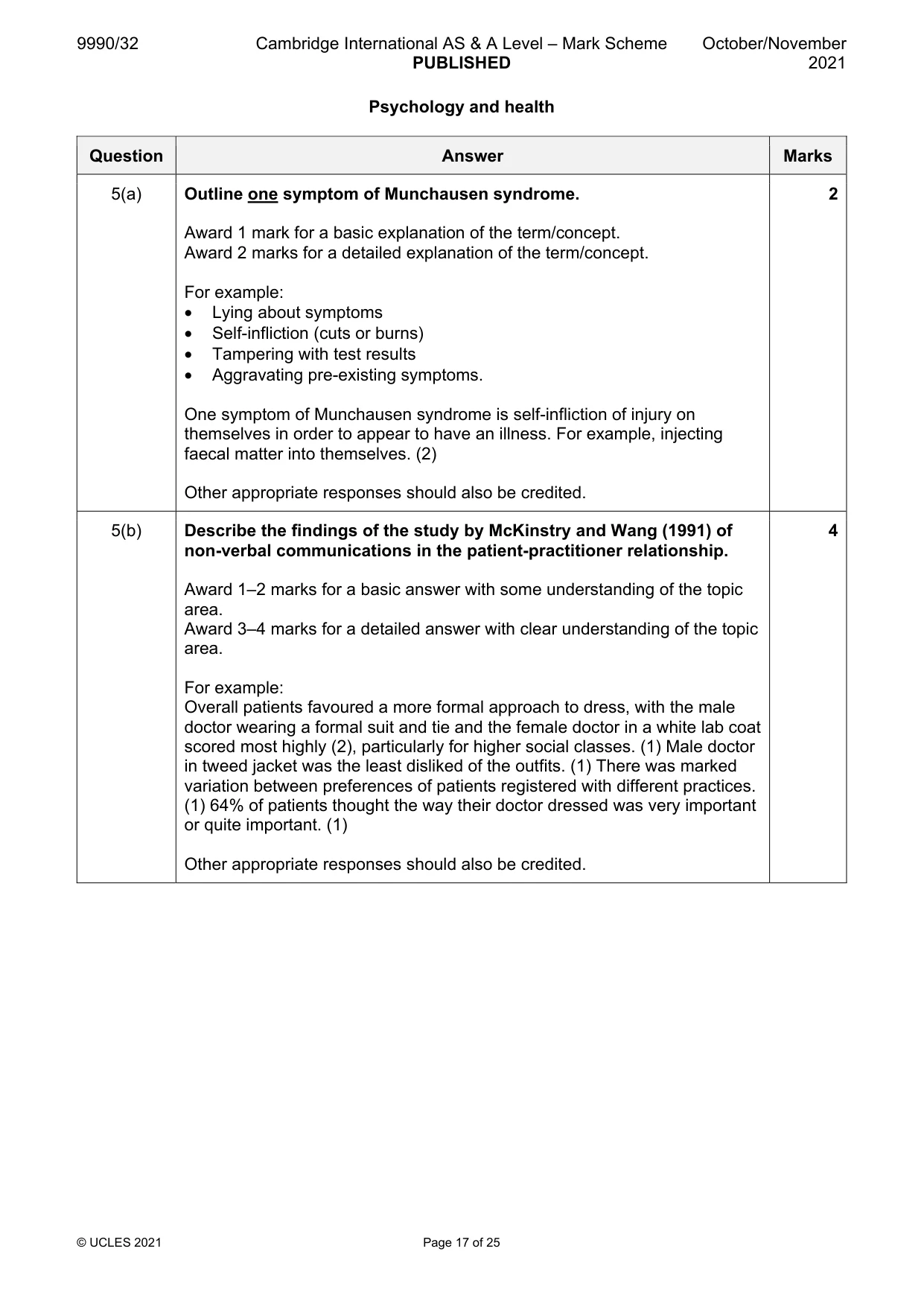 Mark scheme, page 17 of 25