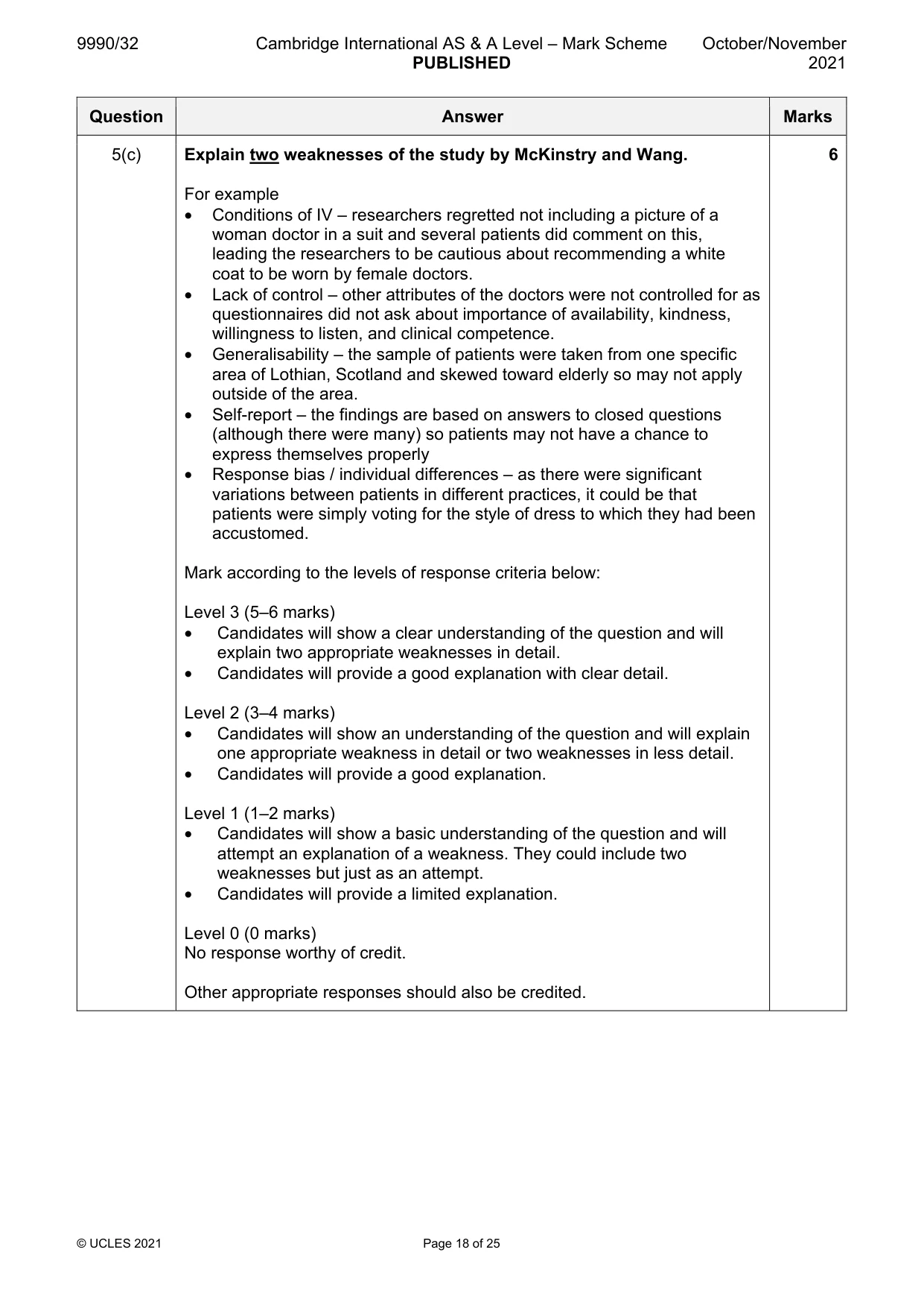 Mark scheme, page 18 of 25