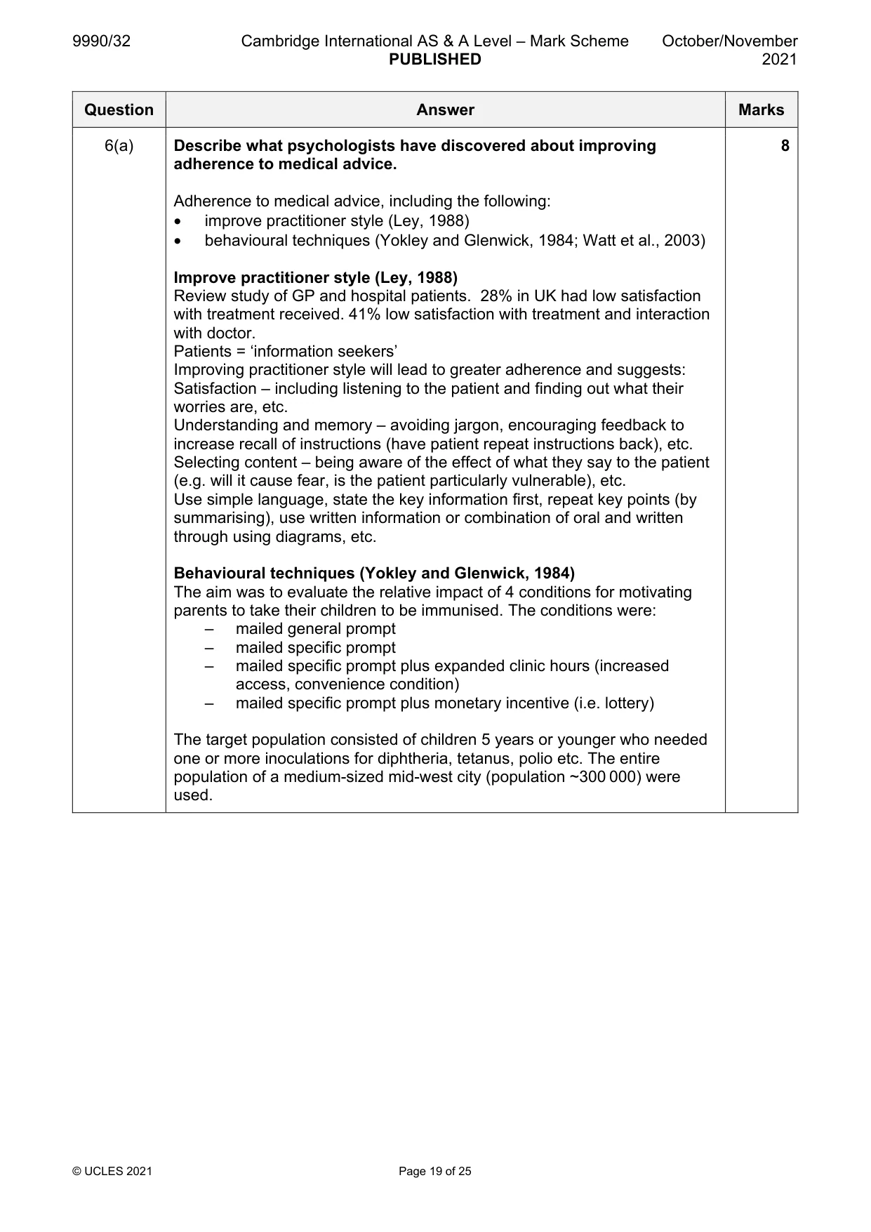 Mark scheme, page 19 of 25