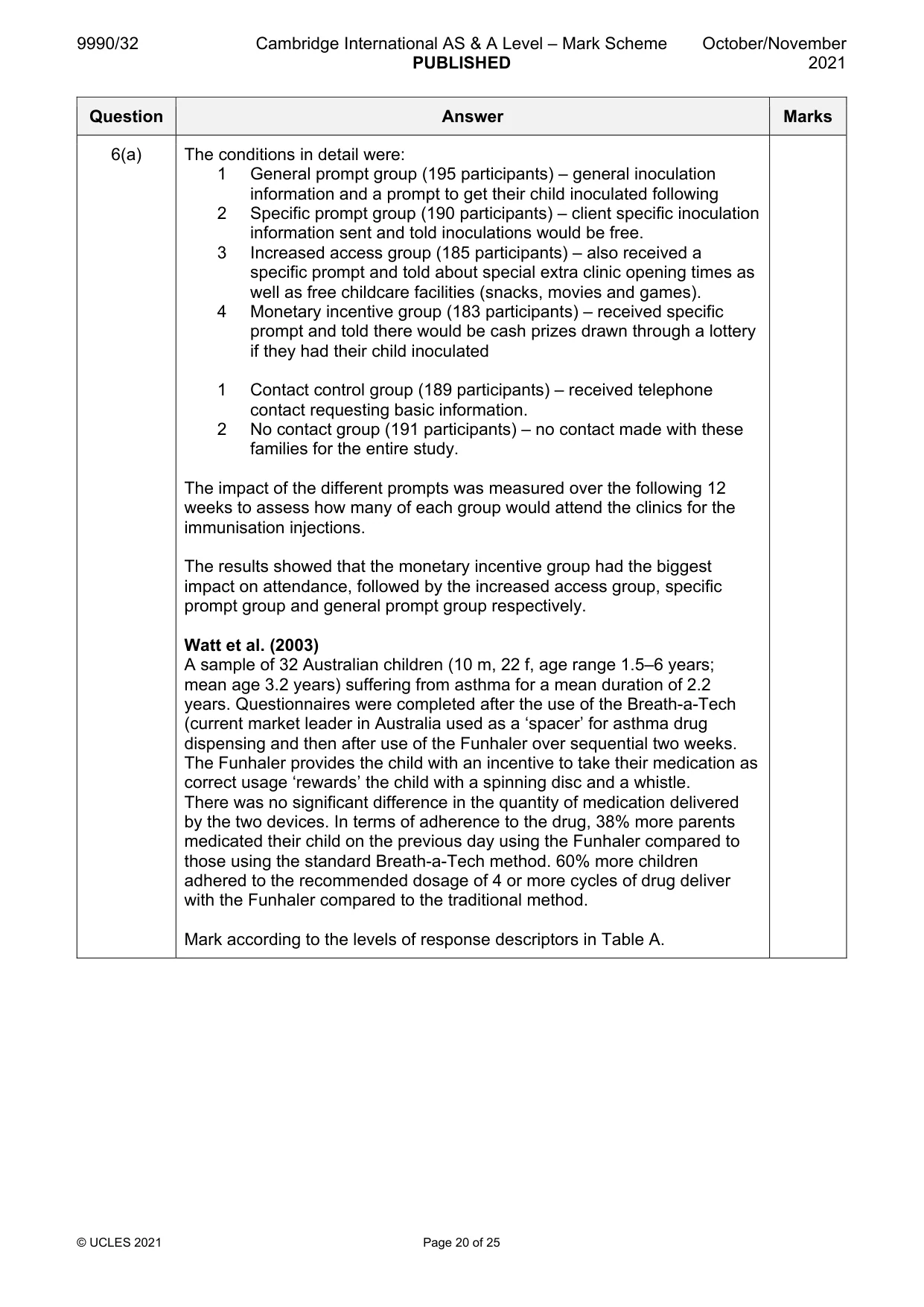 Mark scheme, page 20 of 25