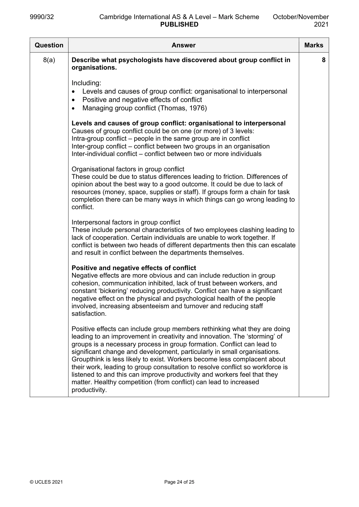 Mark scheme, page 24 of 25