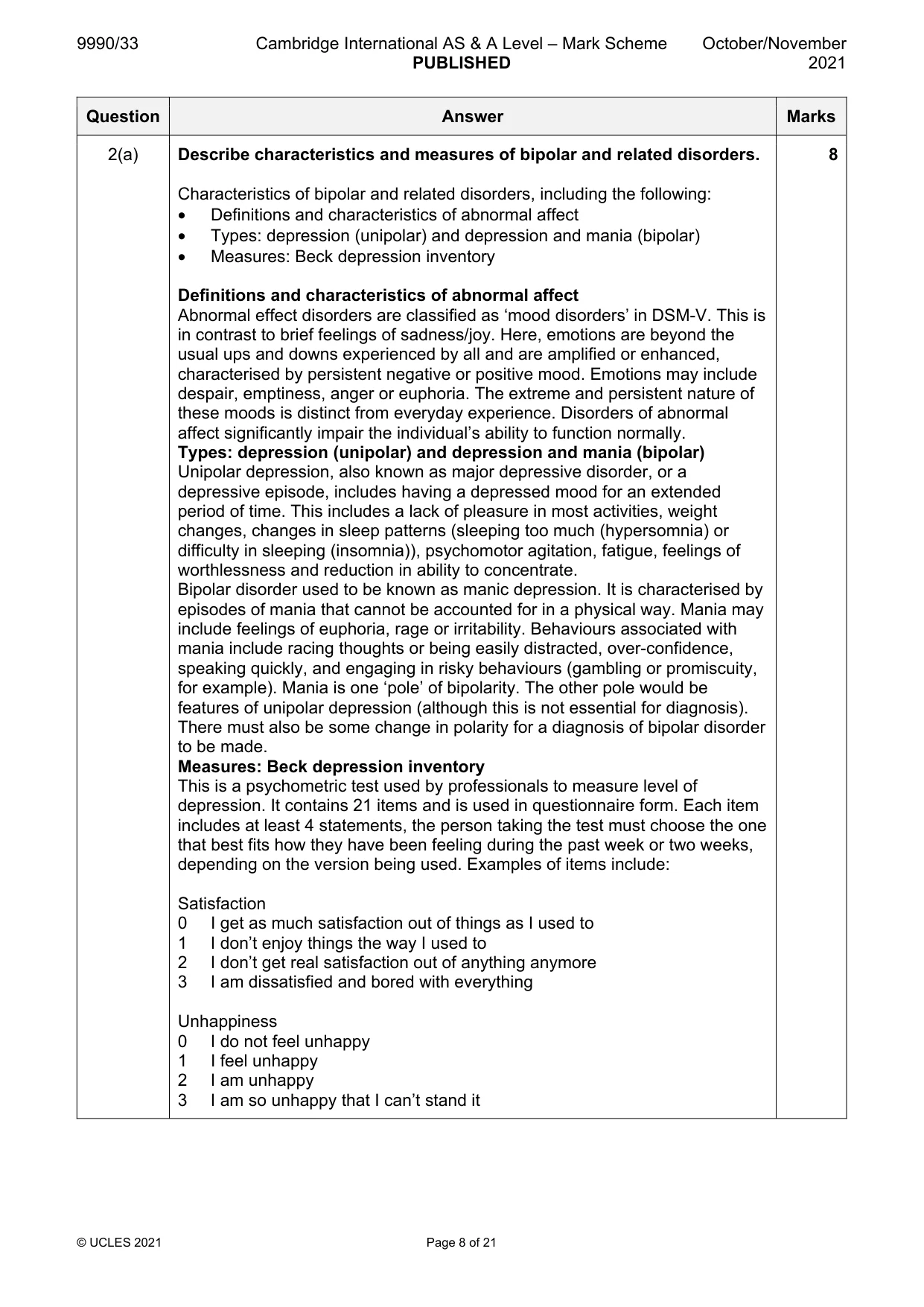 Mark scheme, page 8 of 21