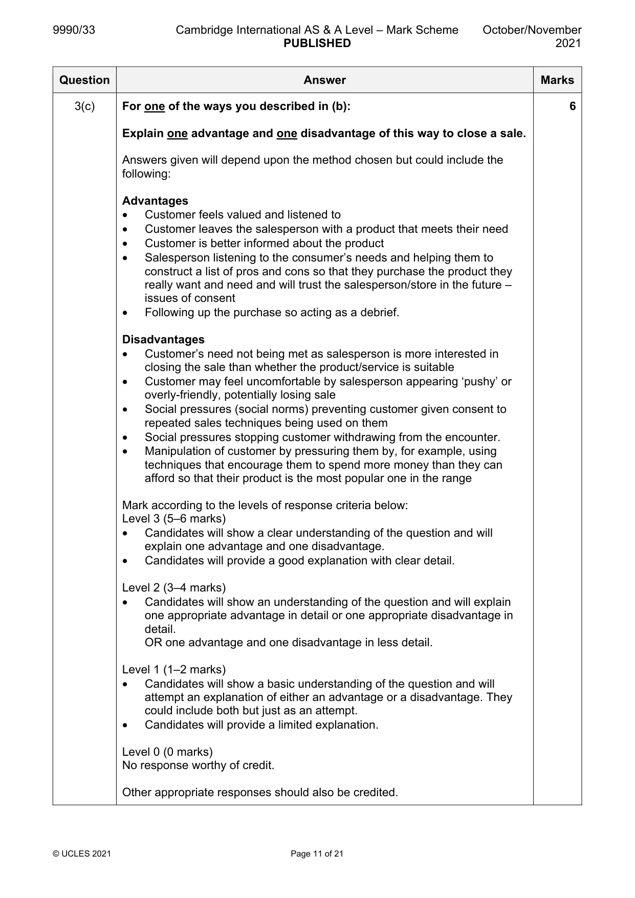Mark scheme, page 11 of 21