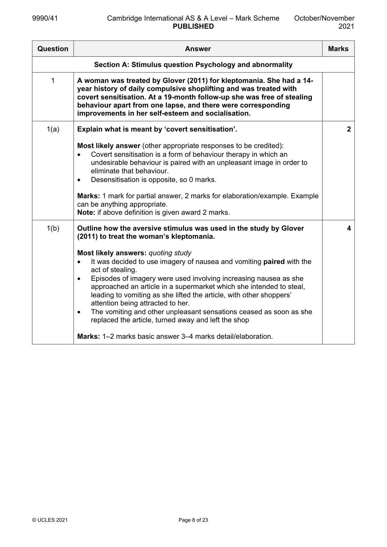 Mark scheme, page 8 of 23