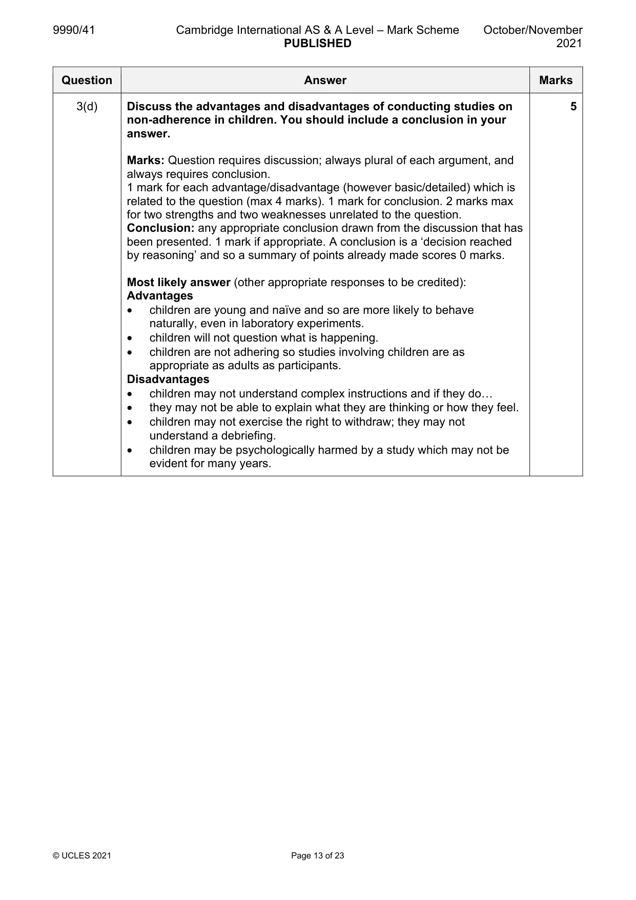 Mark scheme, page 13 of 23