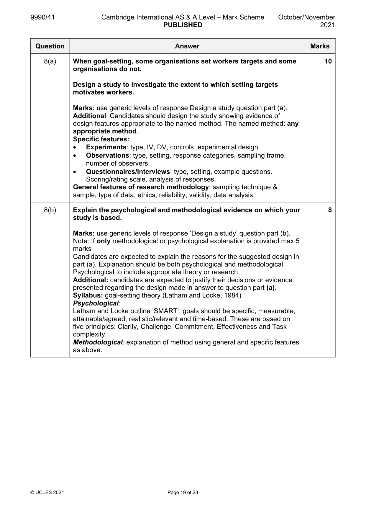 Mark scheme, page 19 of 23