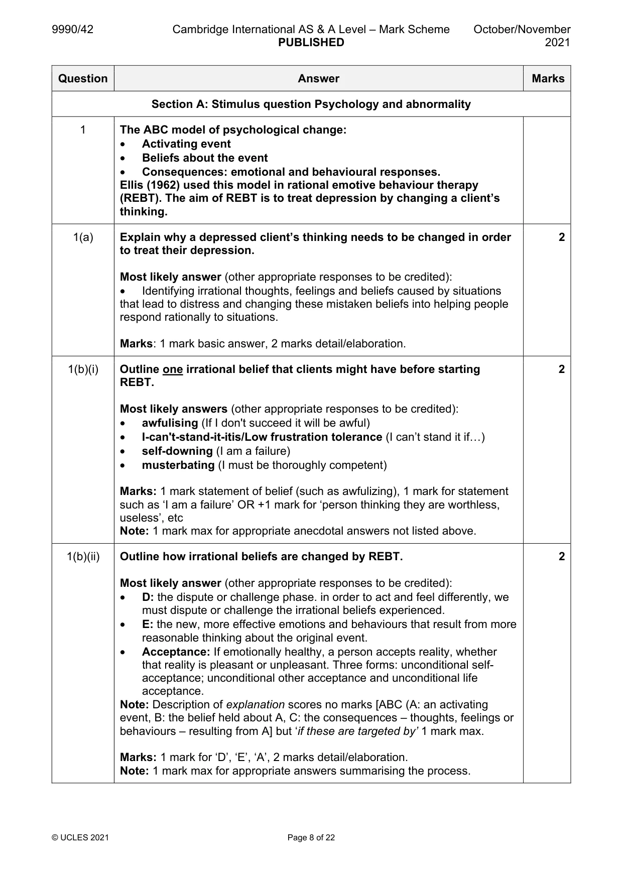 Mark scheme, page 8 of 22