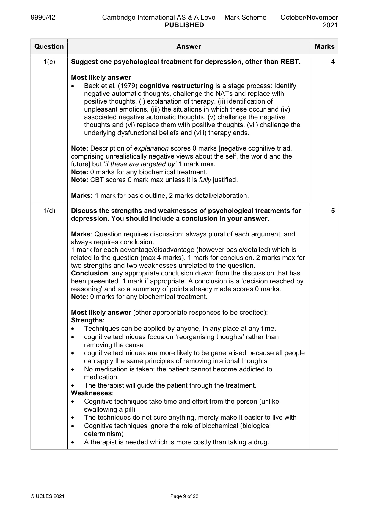 Mark scheme, page 9 of 22