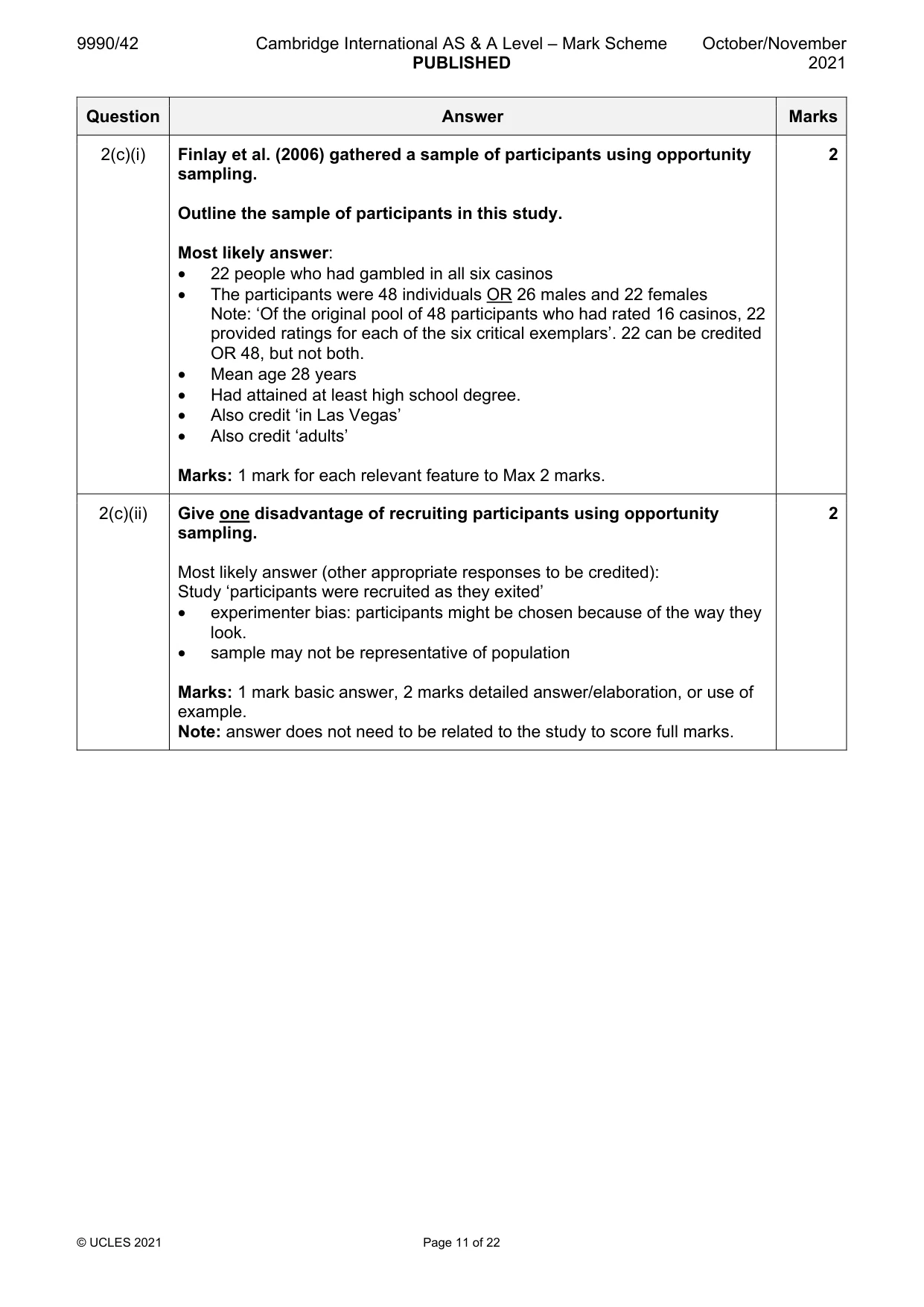 Mark scheme, page 11 of 22