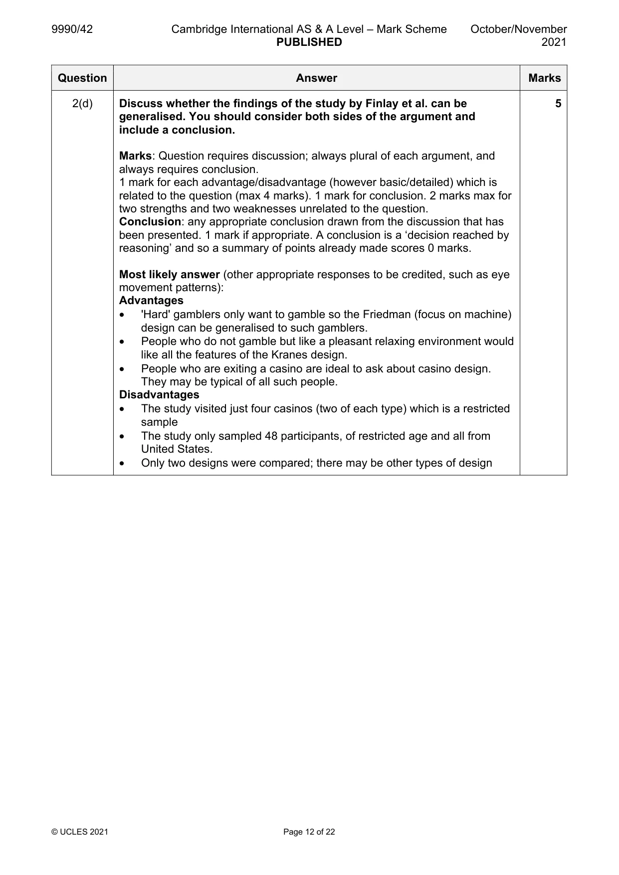 Mark scheme, page 12 of 22