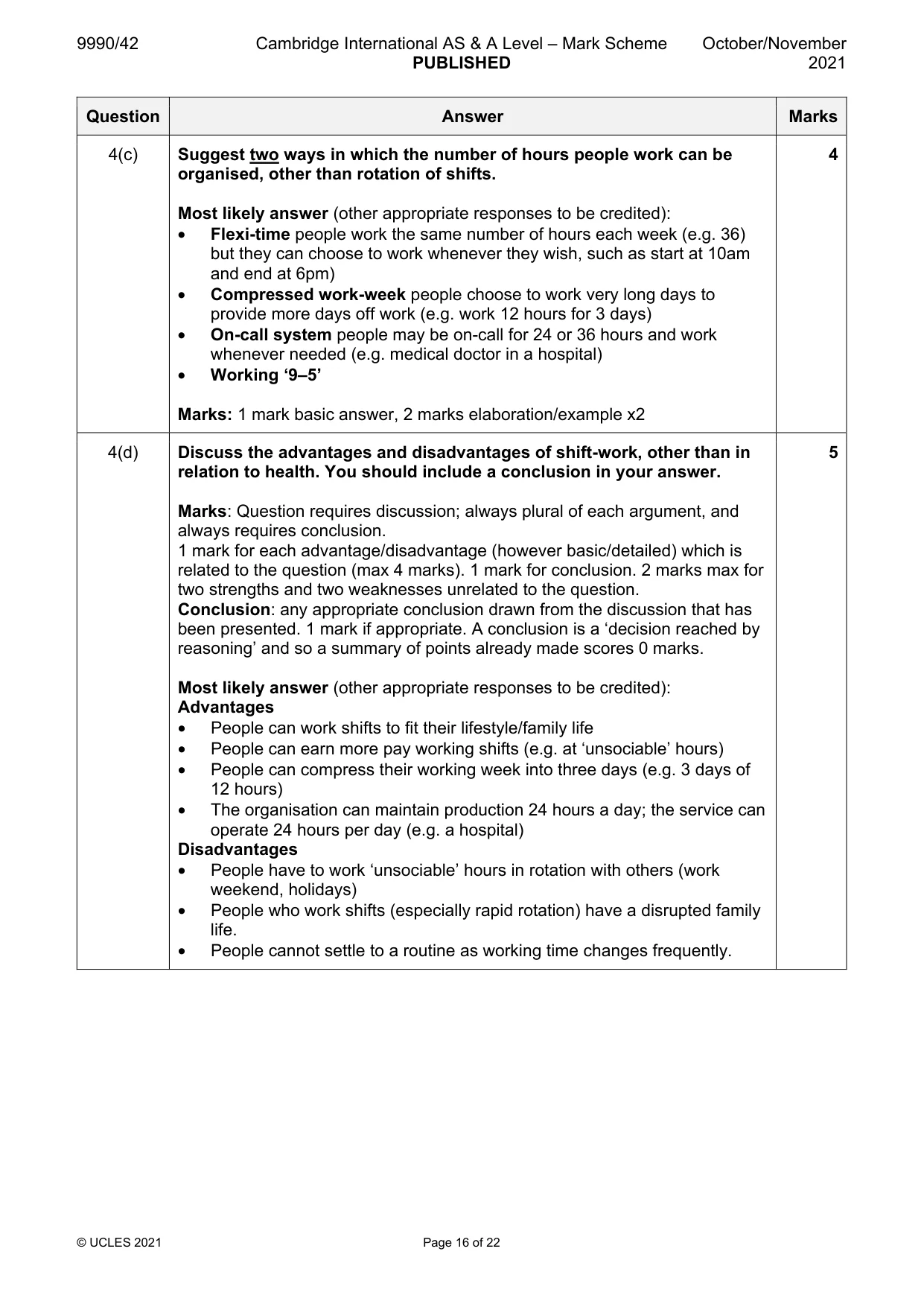 Mark scheme, page 16 of 22