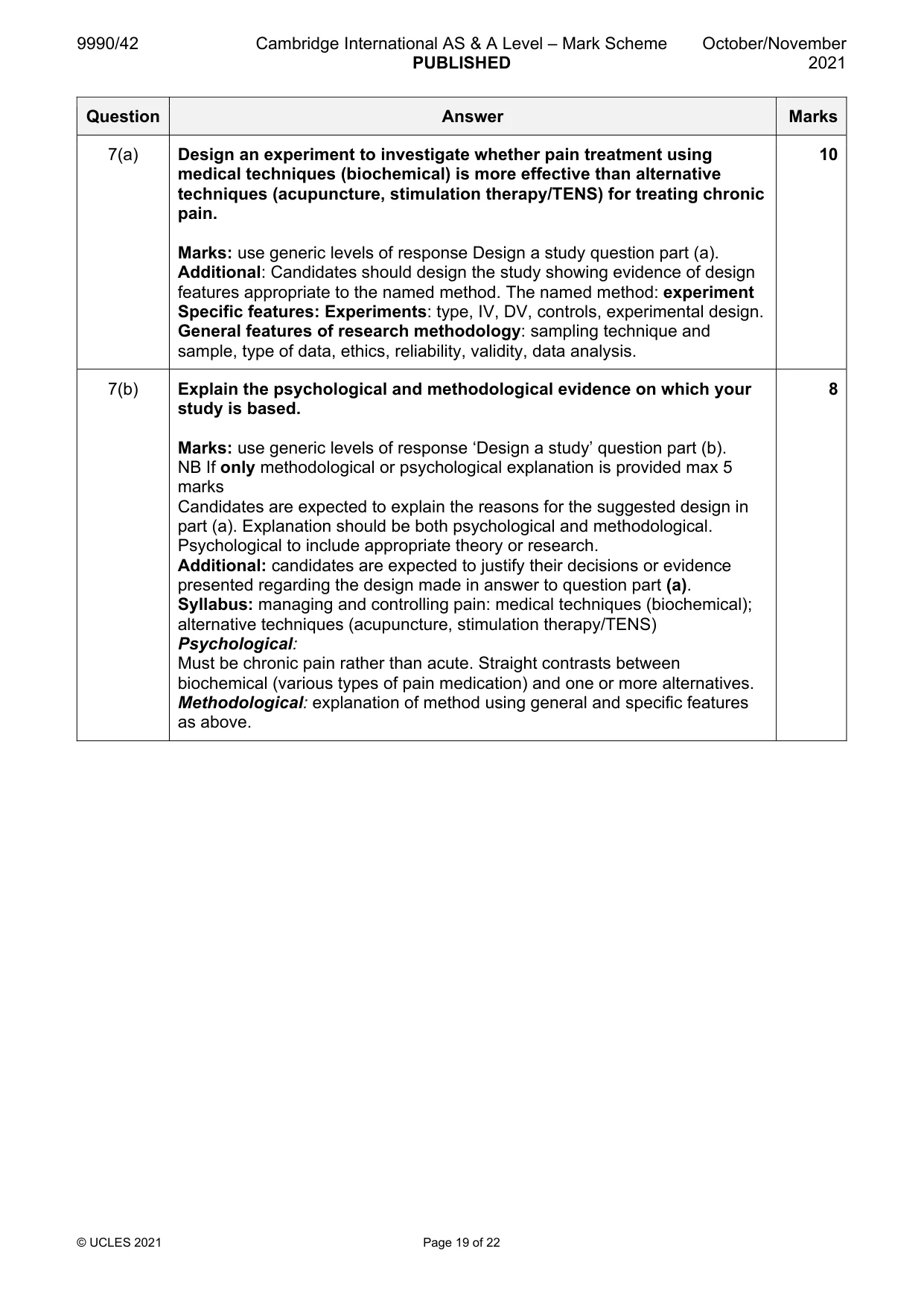 Mark scheme, page 19 of 22