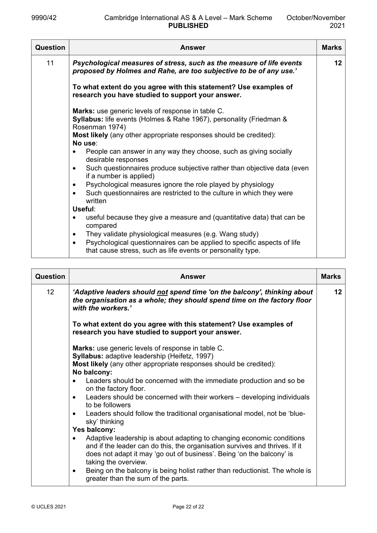 Mark scheme, page 22 of 22