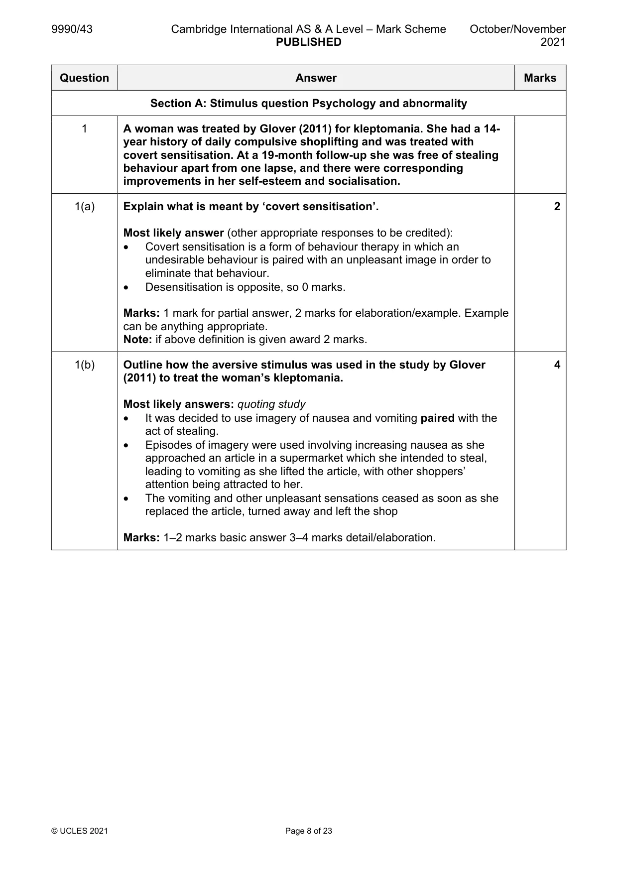 Mark scheme, page 8 of 23