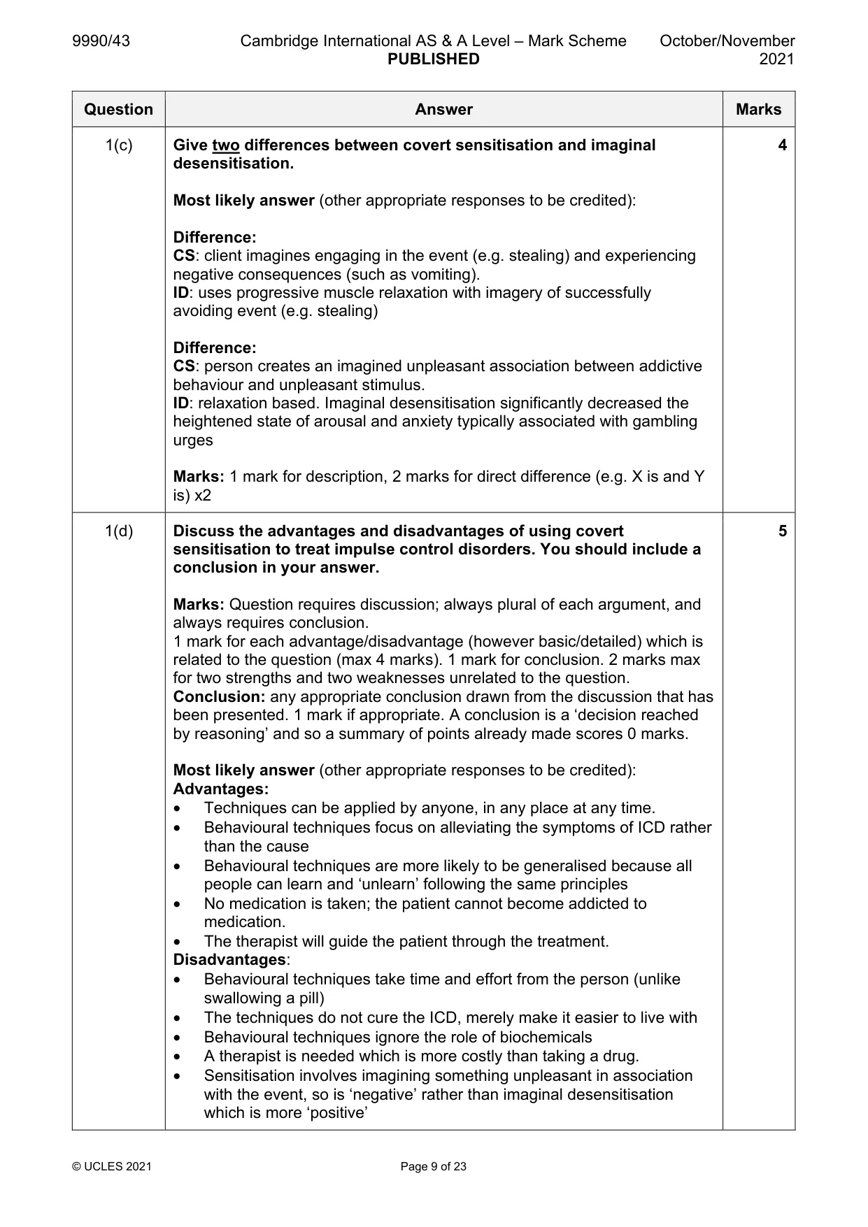Mark scheme, page 9 of 23