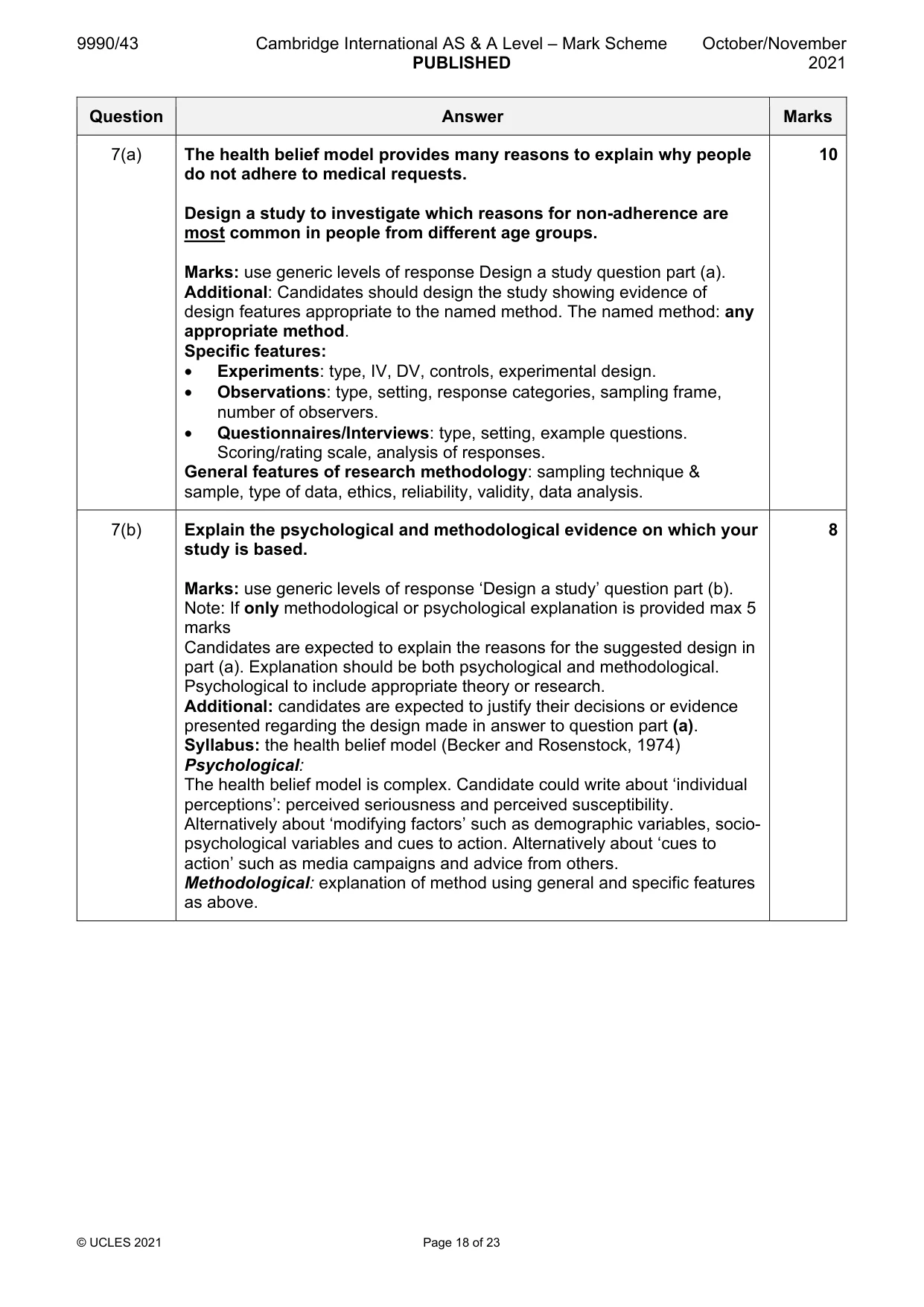 Mark scheme, page 18 of 23