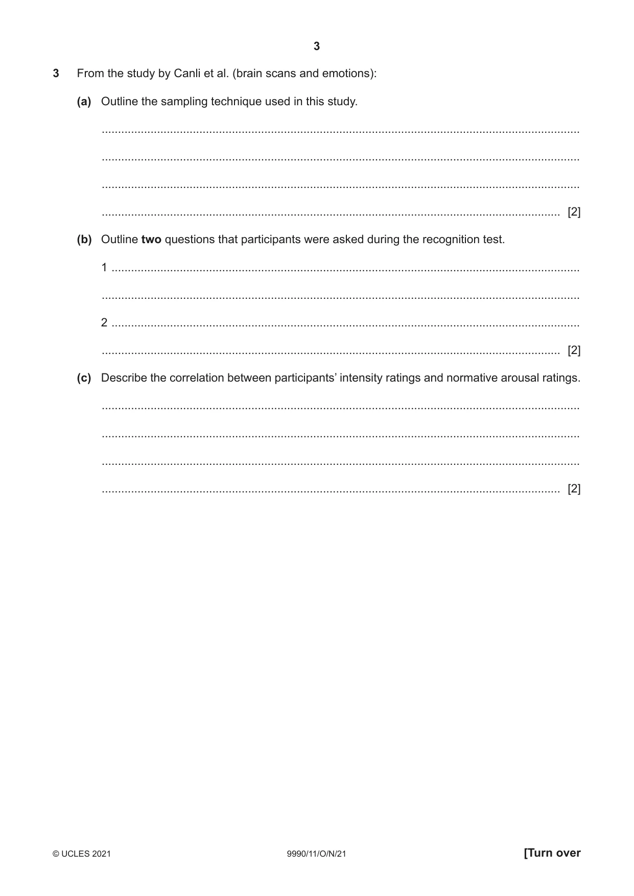 Cambridge A Level Psychology (from 2018) 9990 2021 Oct/Nov Paper 1 · Variant 1 question paper, page 3 of 12