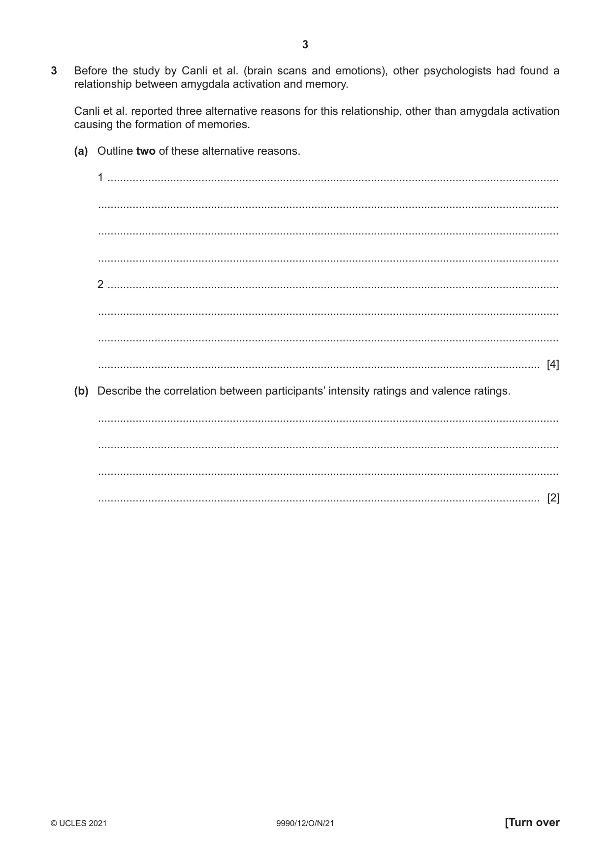 Cambridge A Level Psychology (from 2018) 9990 2021 Oct/Nov Paper 1 · Variant 2 question paper, page 3 of 12