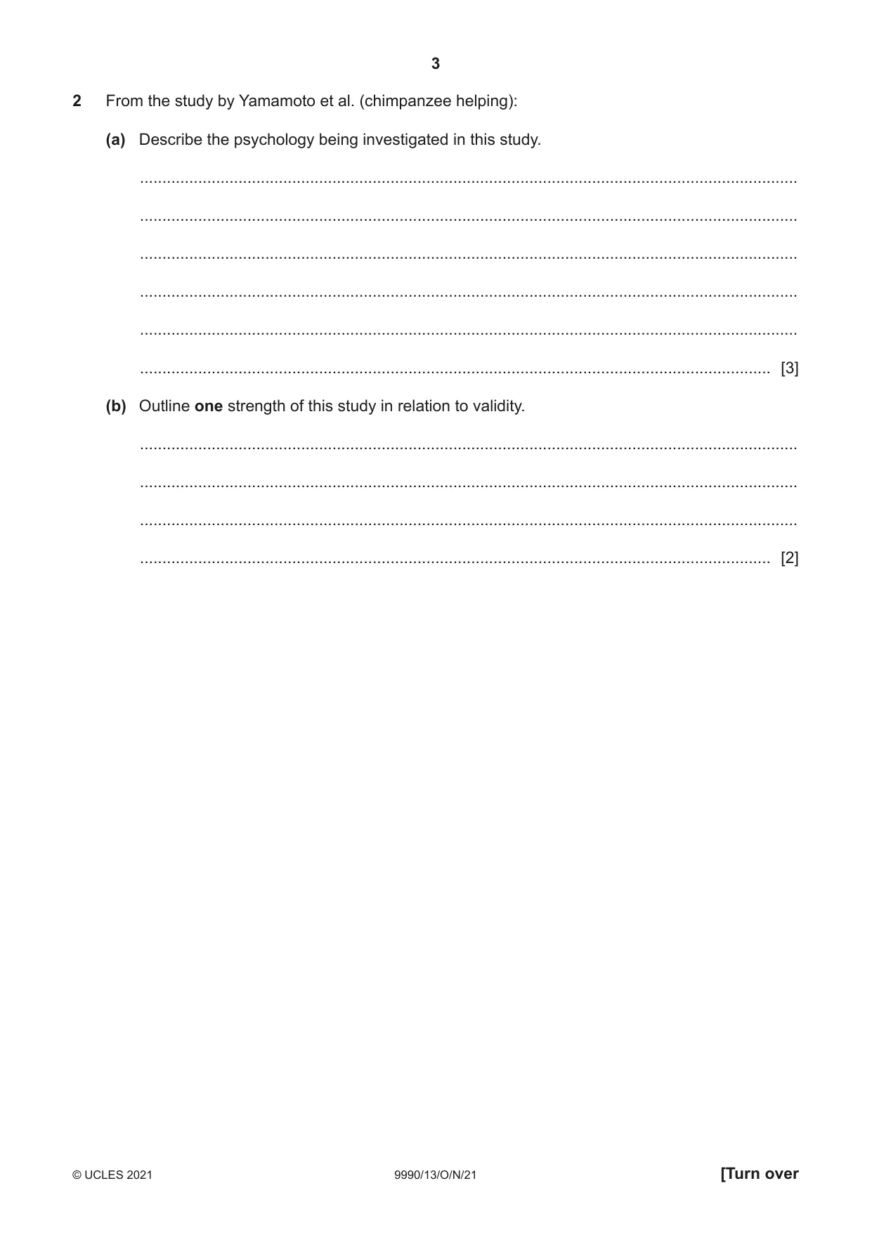 Cambridge A Level Psychology (from 2018) 9990 2021 Oct/Nov Paper 1 · Variant 3 question paper, page 3 of 12
