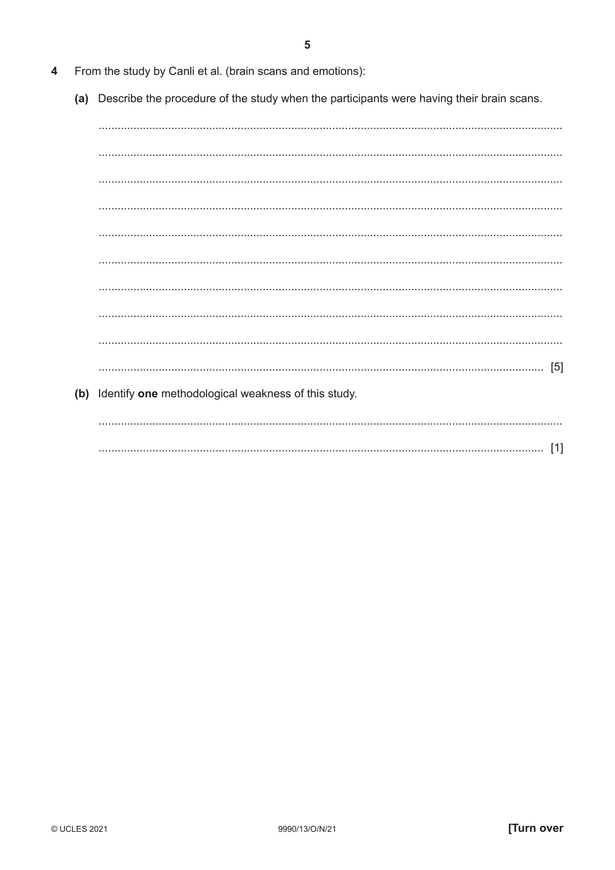 Cambridge A Level Psychology (from 2018) 9990 2021 Oct/Nov Paper 1 · Variant 3 question paper, page 5 of 12