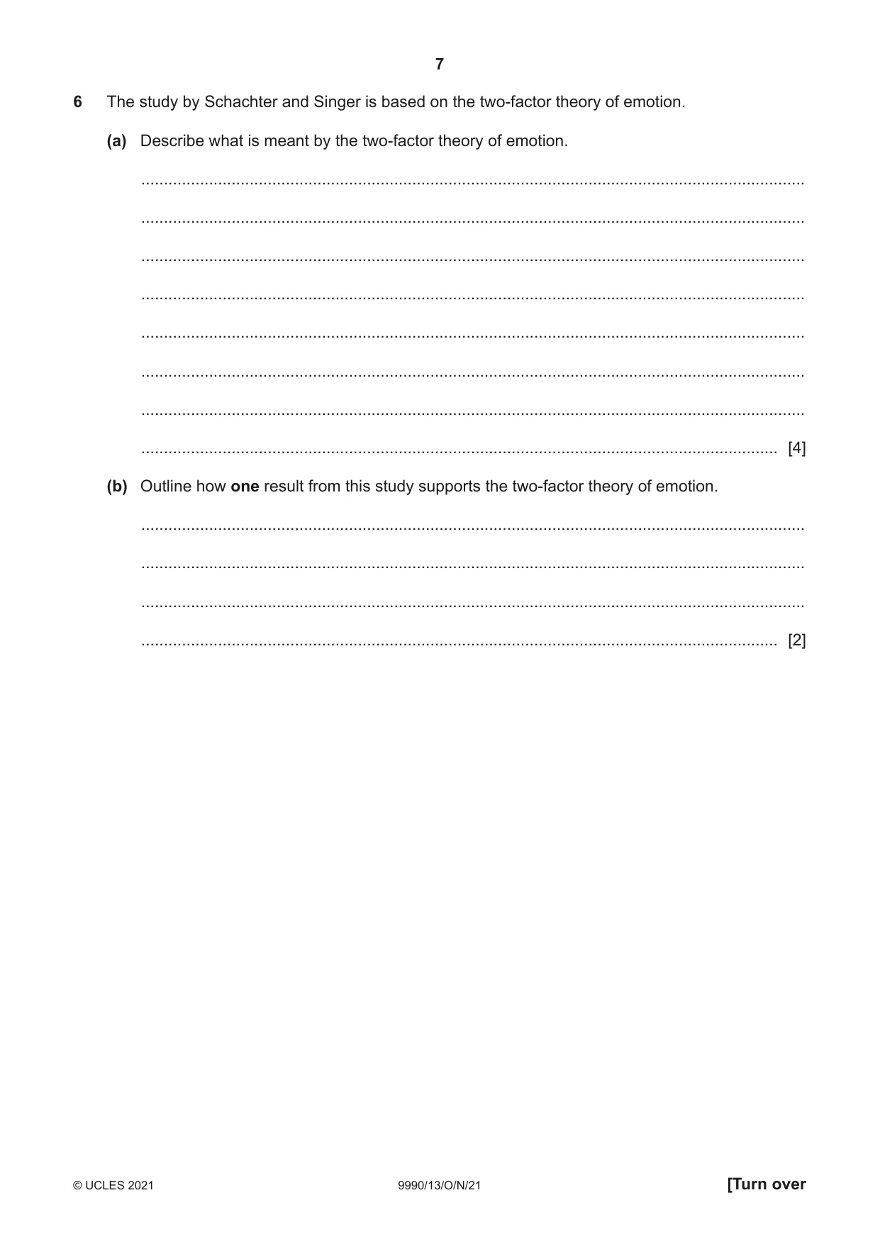Cambridge A Level Psychology (from 2018) 9990 2021 Oct/Nov Paper 1 · Variant 3 question paper, page 7 of 12