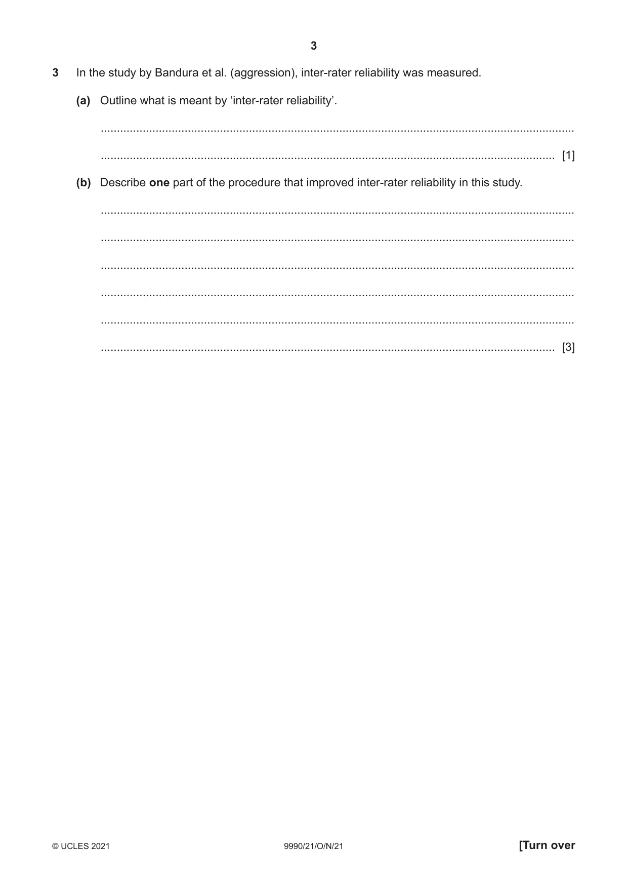 Cambridge A Level Psychology (from 2018) 9990 2021 Oct/Nov Paper 2 · Variant 1 question paper, page 3 of 12