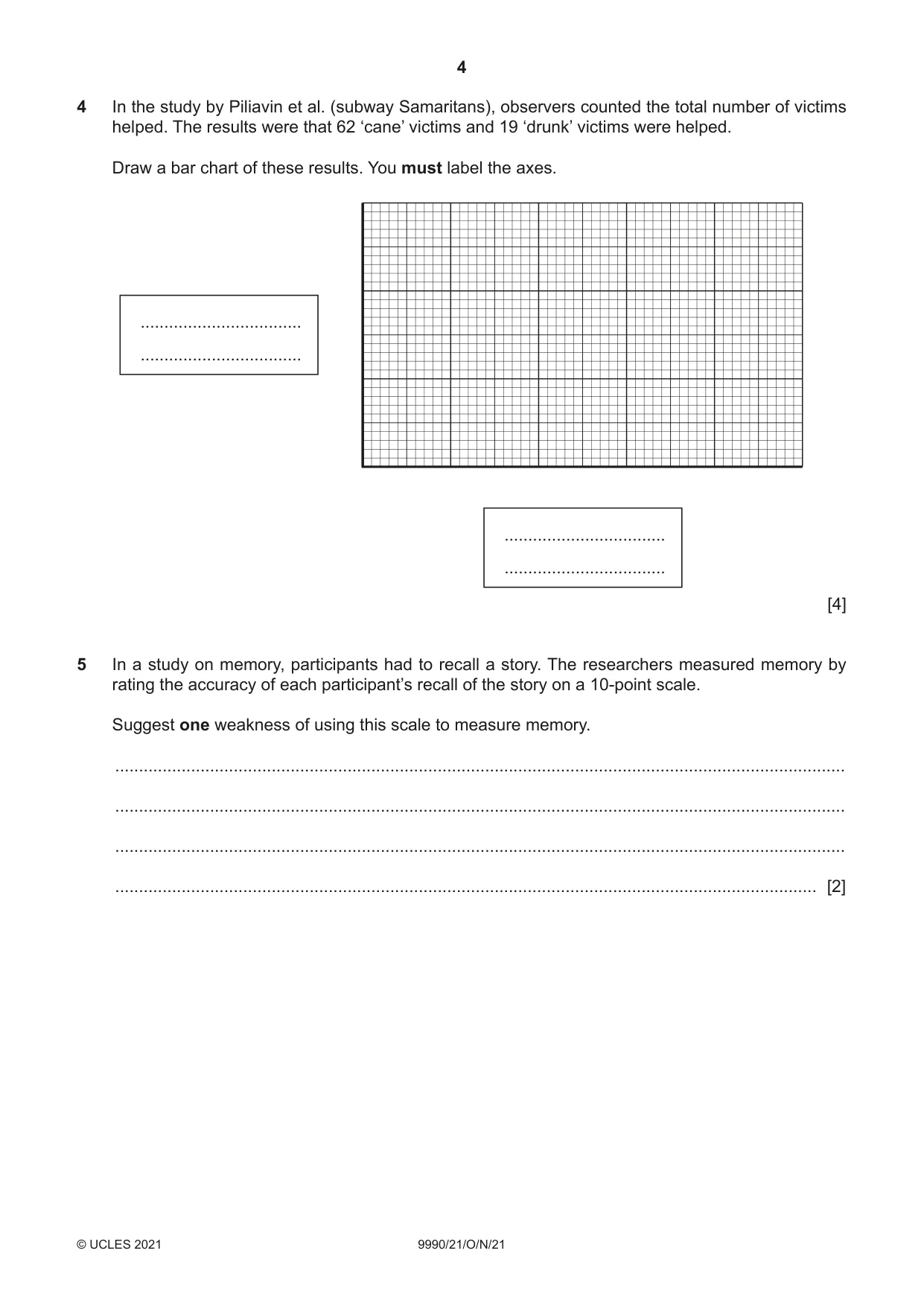 Cambridge A Level Psychology (from 2018) 9990 2021 Oct/Nov Paper 2 · Variant 1 question paper, page 4 of 12