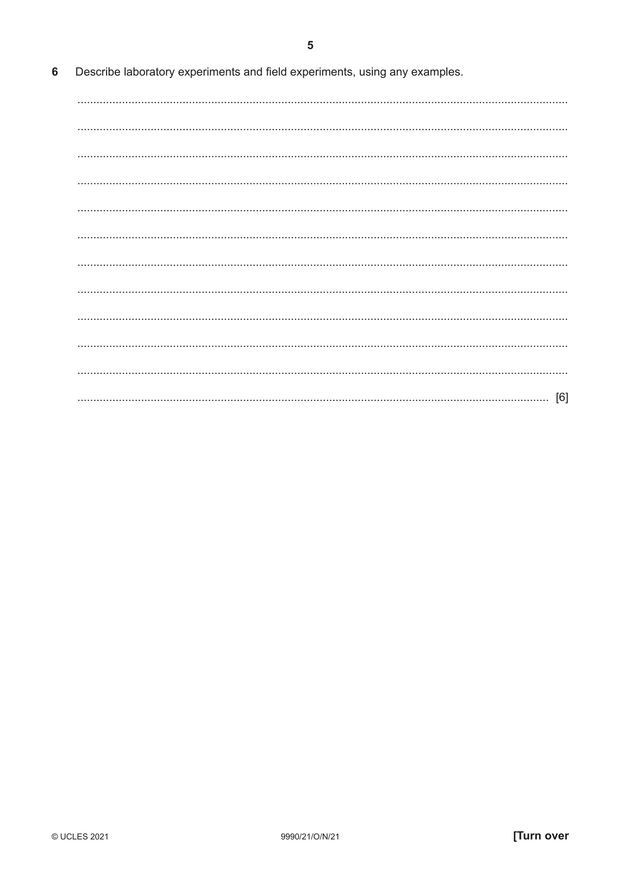 Cambridge A Level Psychology (from 2018) 9990 2021 Oct/Nov Paper 2 · Variant 1 question paper, page 5 of 12