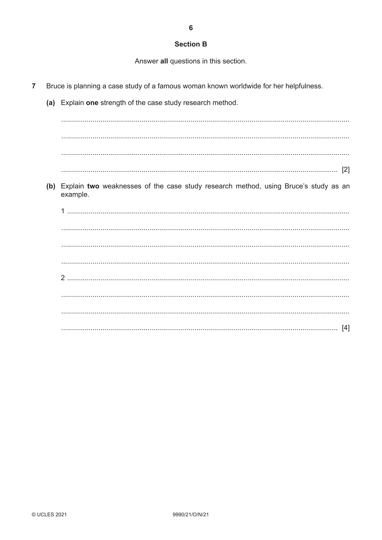 Cambridge A Level Psychology (from 2018) 9990 2021 Oct/Nov Paper 2 · Variant 1 question paper, page 6 of 12