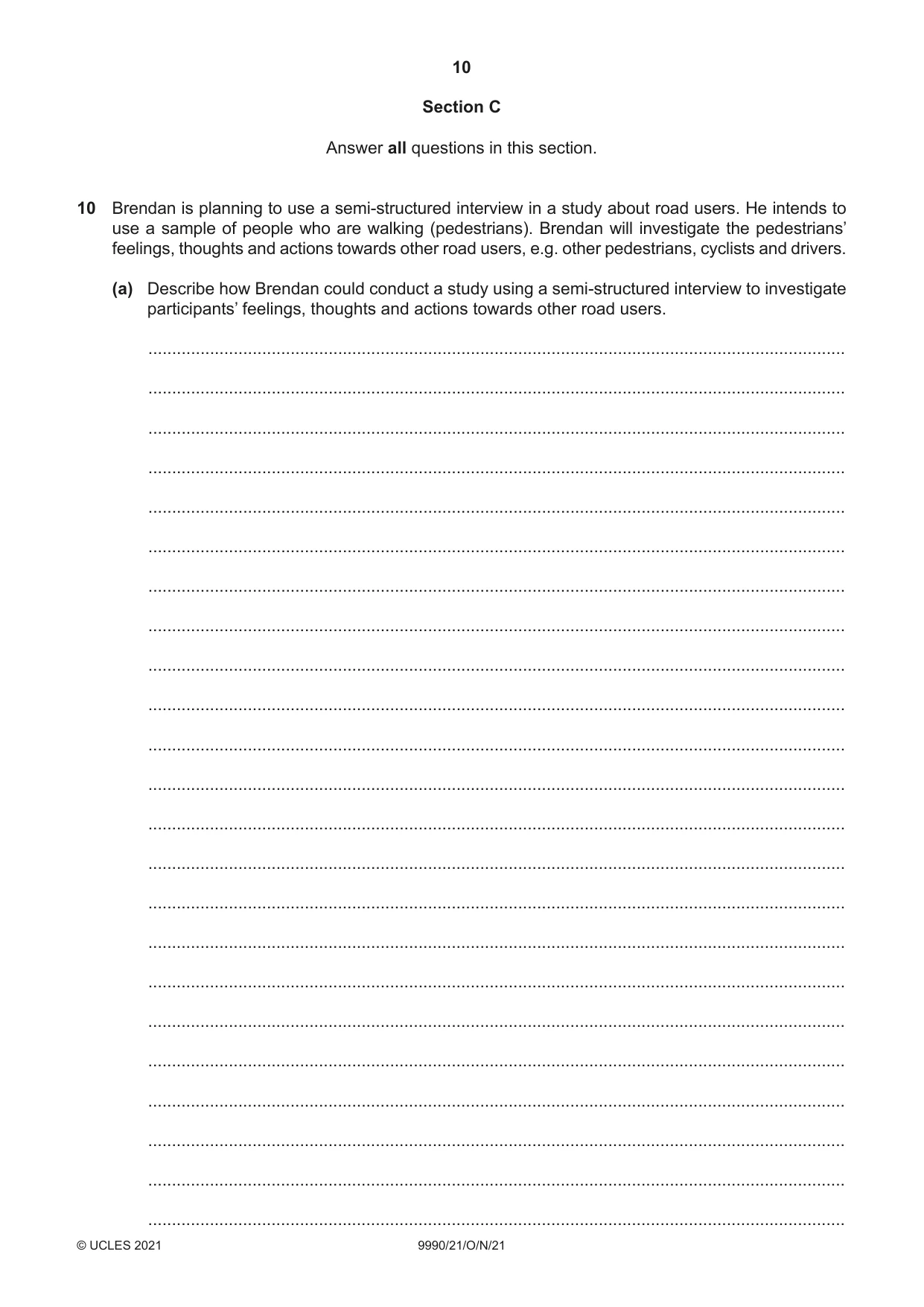 Cambridge A Level Psychology (from 2018) 9990 2021 Oct/Nov Paper 2 · Variant 1 question paper, page 10 of 12