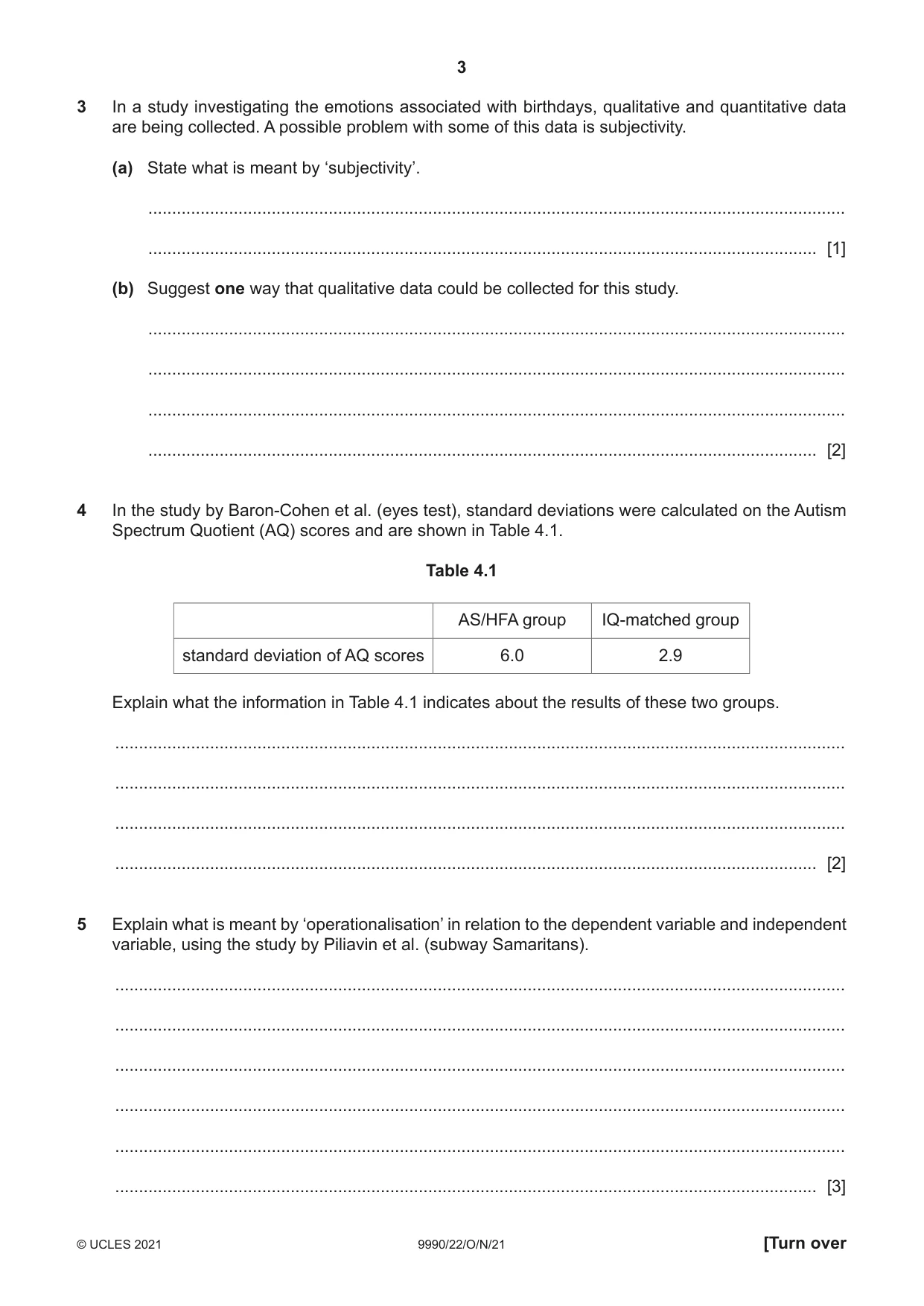Cambridge A Level Psychology (from 2018) 9990 2021 Oct/Nov Paper 2 · Variant 2 question paper, page 3 of 12