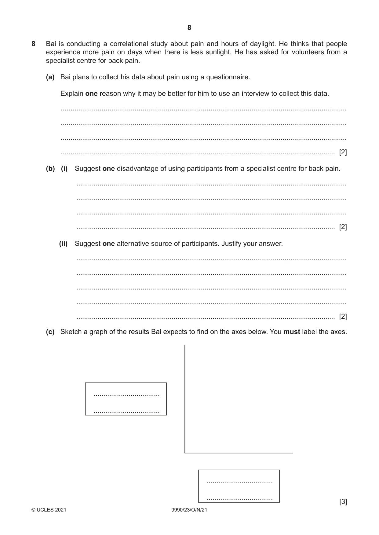 Cambridge A Level Psychology (from 2018) 9990 2021 Oct/Nov Paper 2 · Variant 3 question paper, page 8 of 12