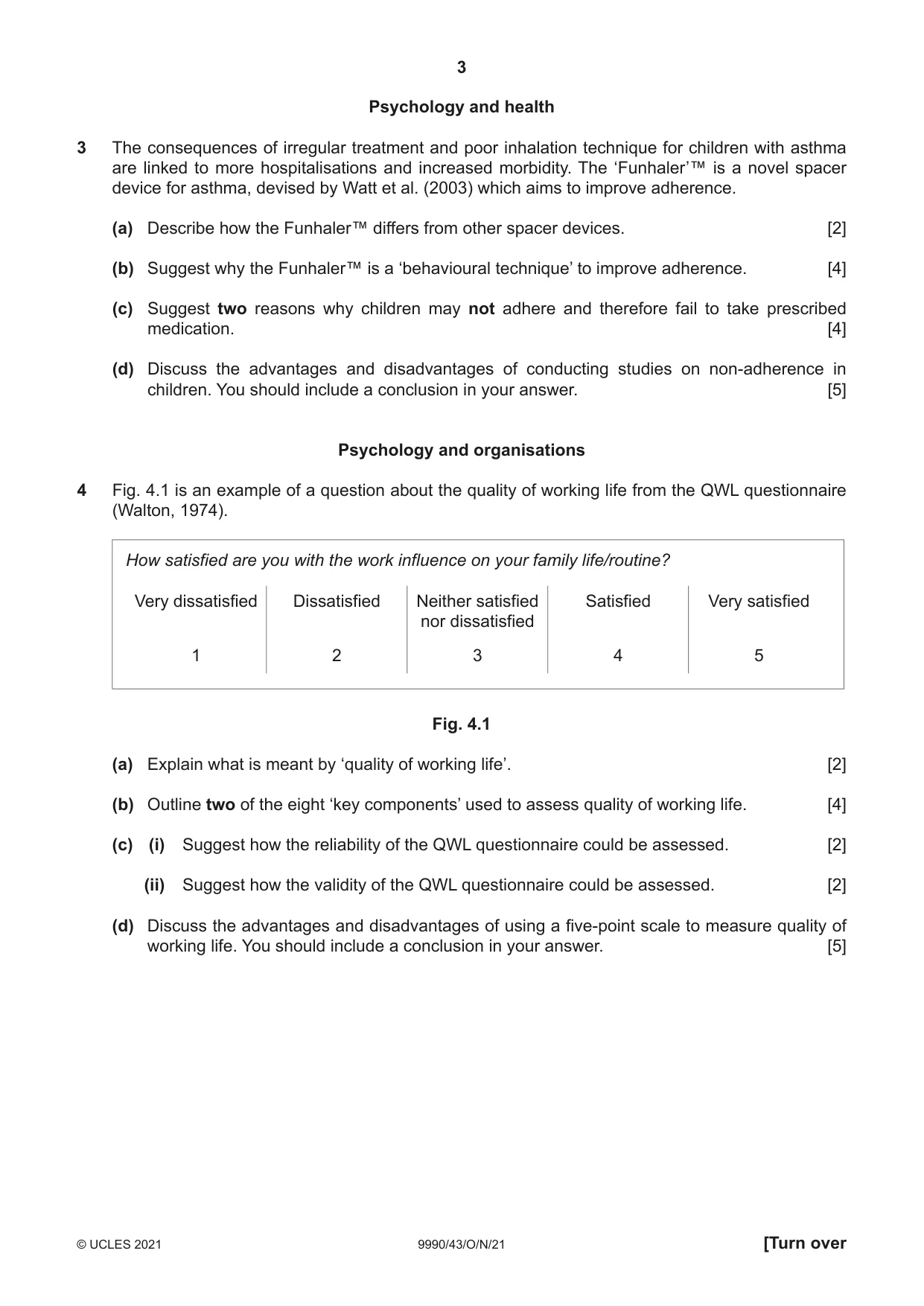 Cambridge A Level Psychology (from 2018) 9990 2021 Oct/Nov Paper 4 · Variant 3 question paper, page 3 of 8