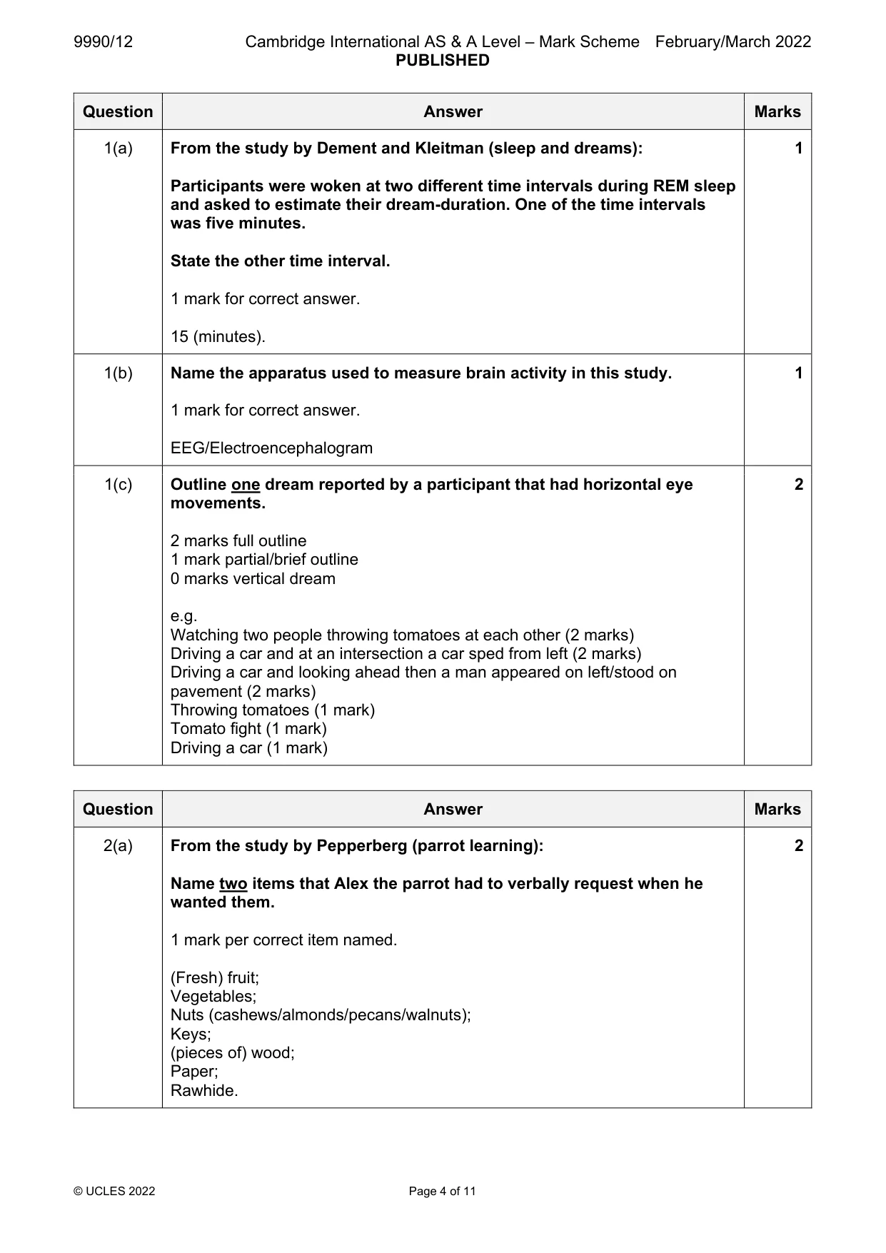 Mark scheme, page 4 of 11