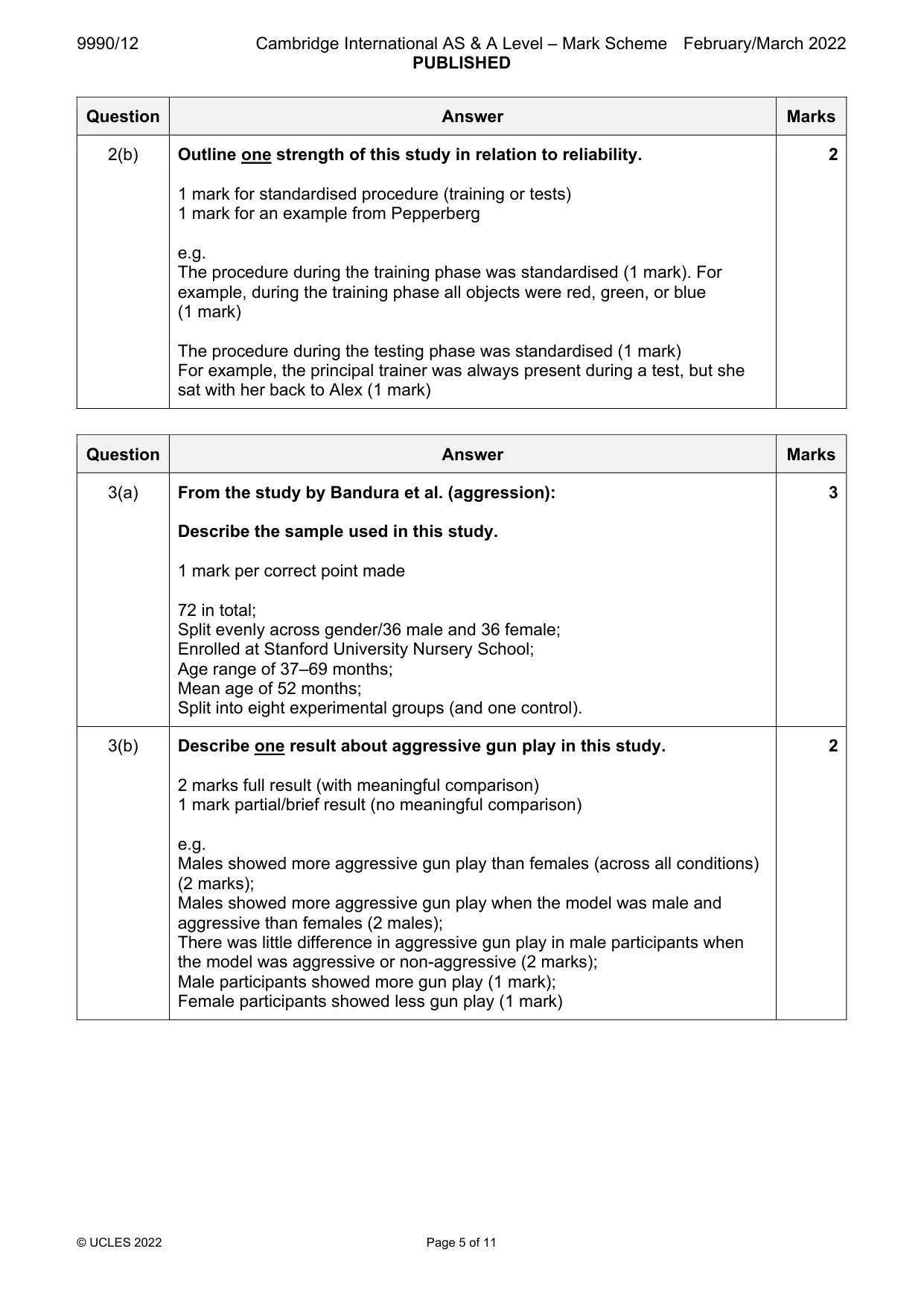 Mark scheme, page 5 of 11