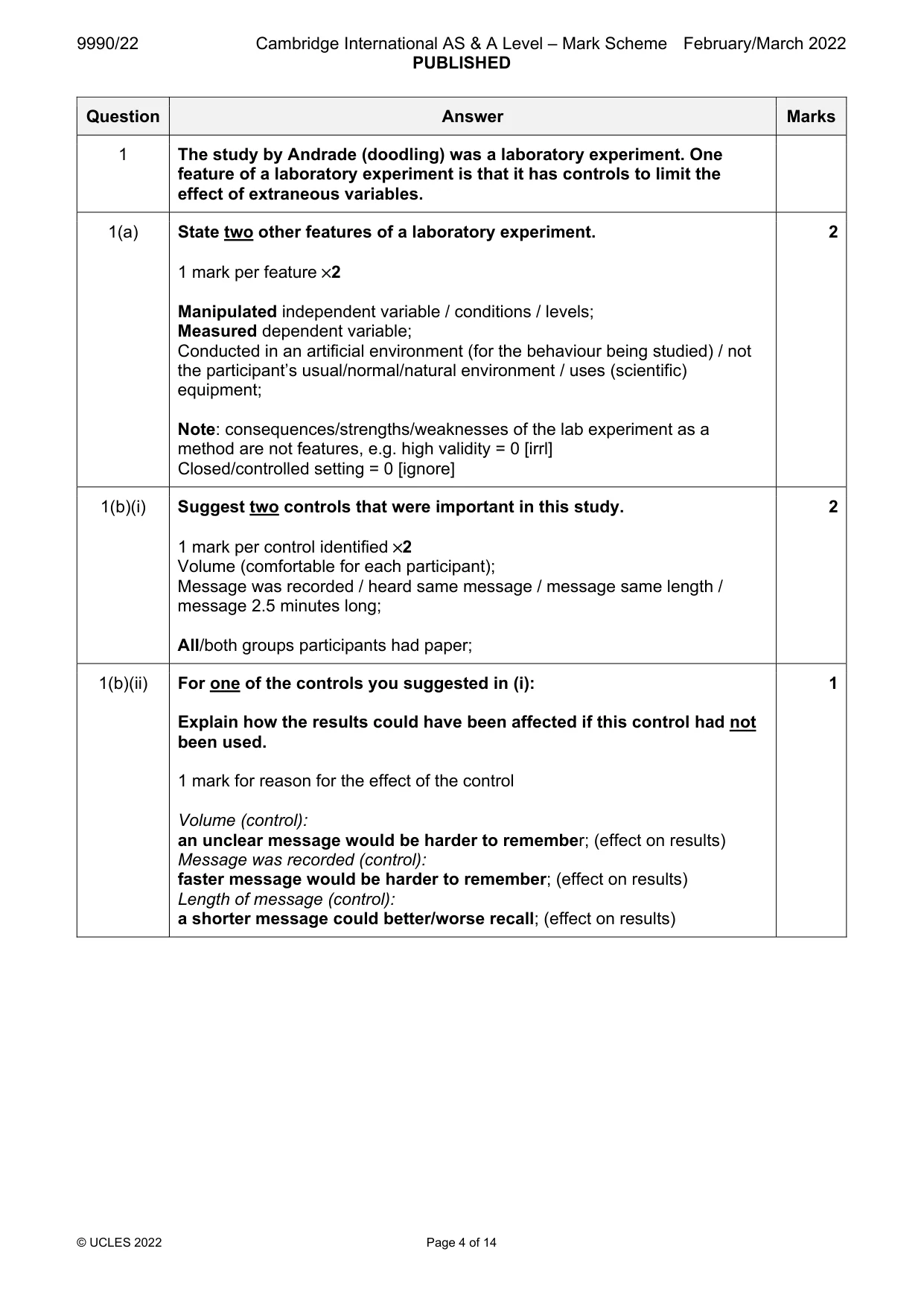 Mark scheme, page 4 of 14