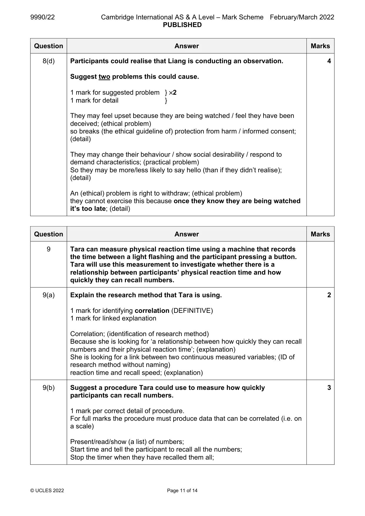 Mark scheme, page 11 of 14