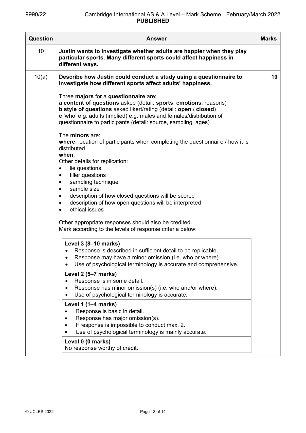 Mark scheme, page 13 of 14