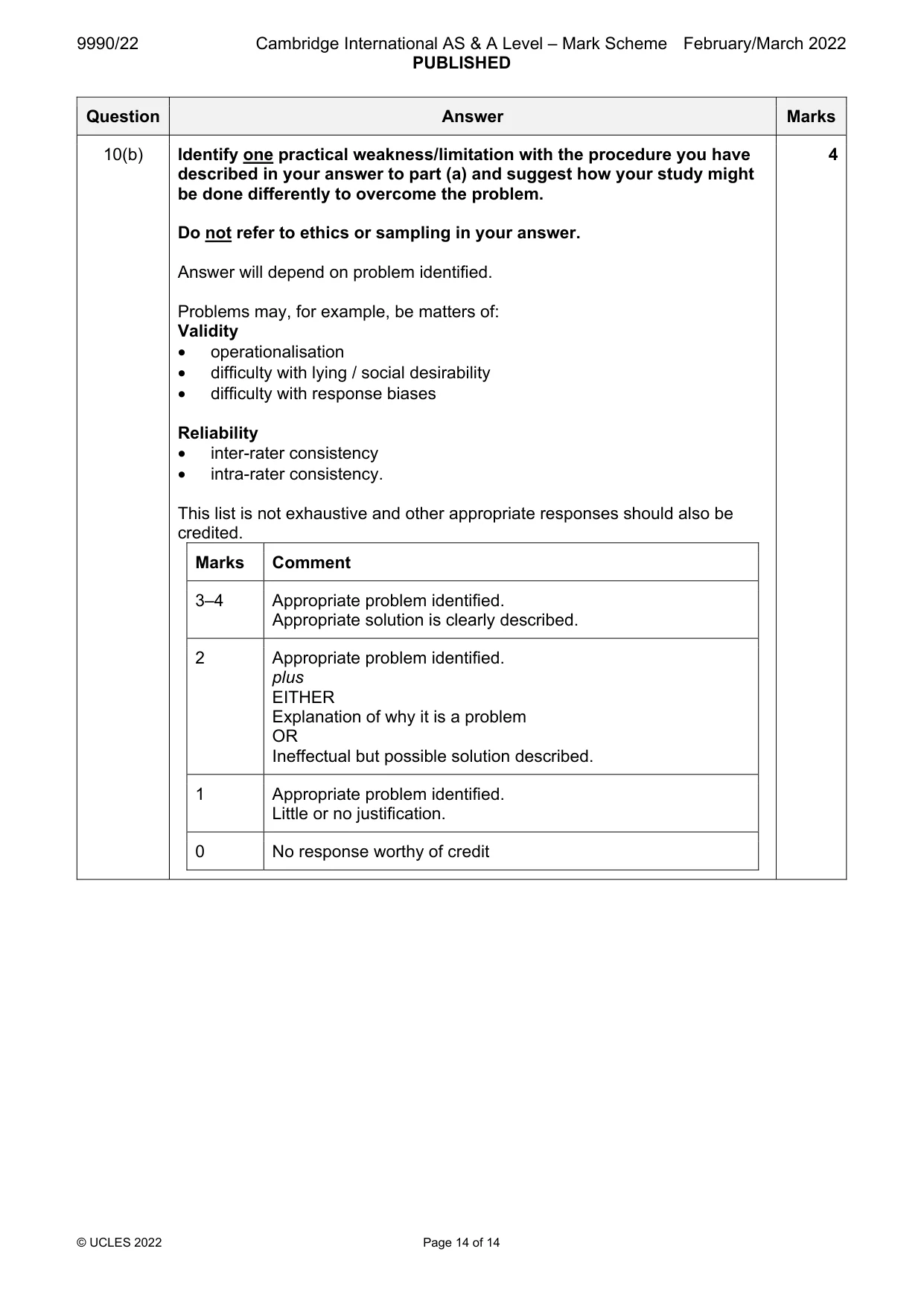 Mark scheme, page 14 of 14