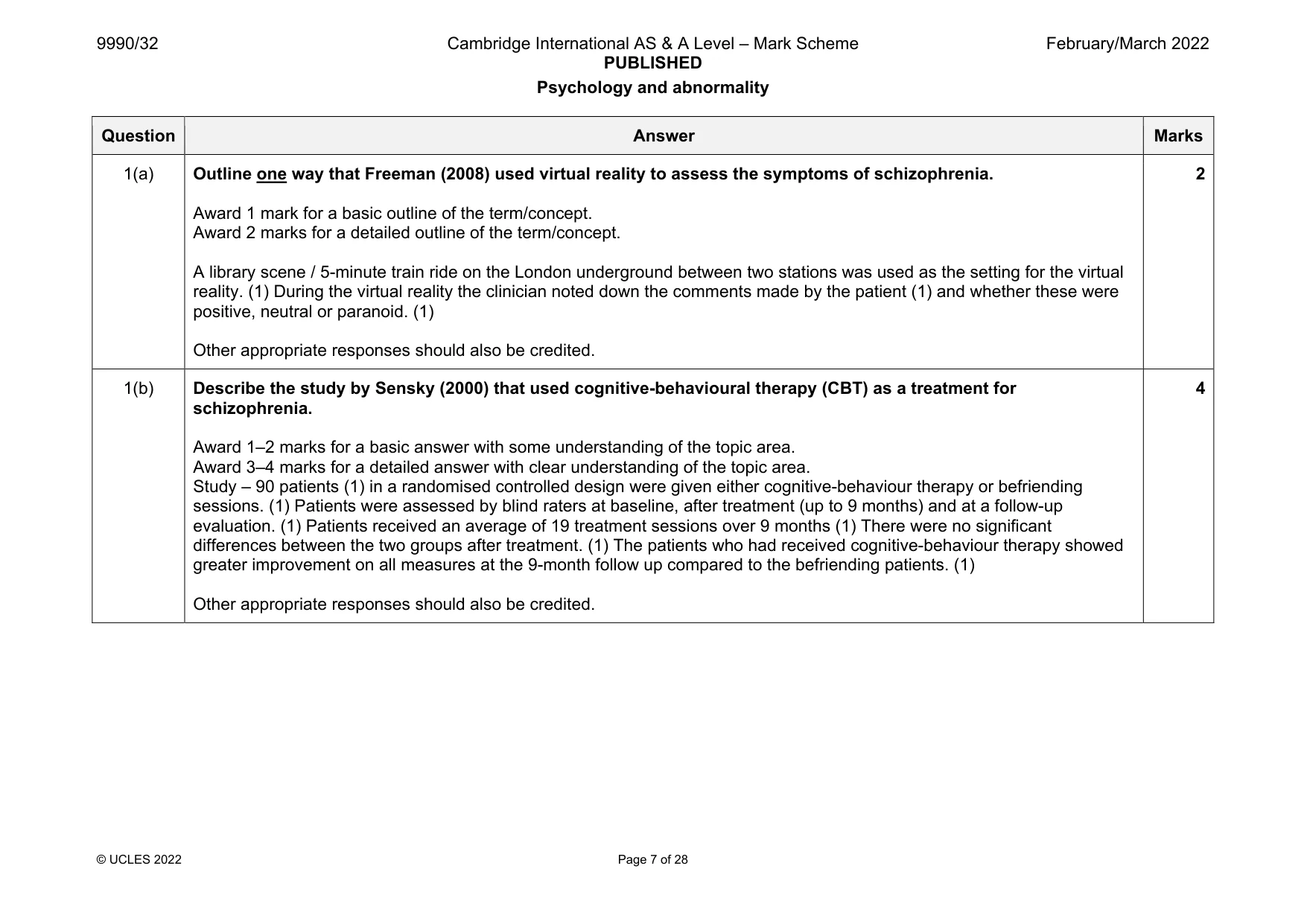 Mark scheme, page 7 of 28