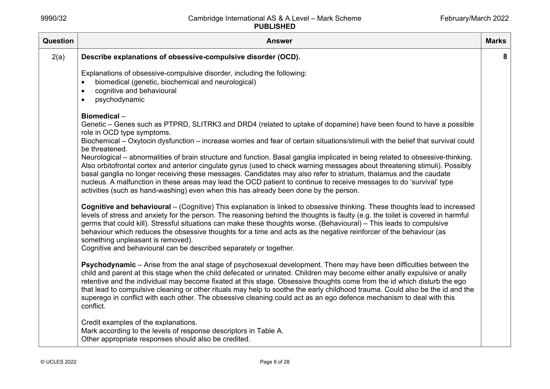 Mark scheme, page 9 of 28