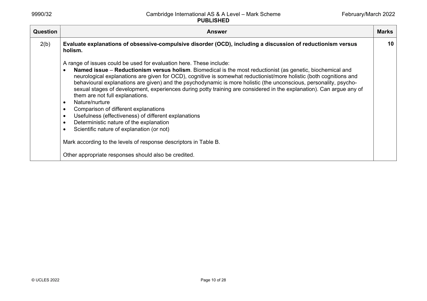 Mark scheme, page 10 of 28