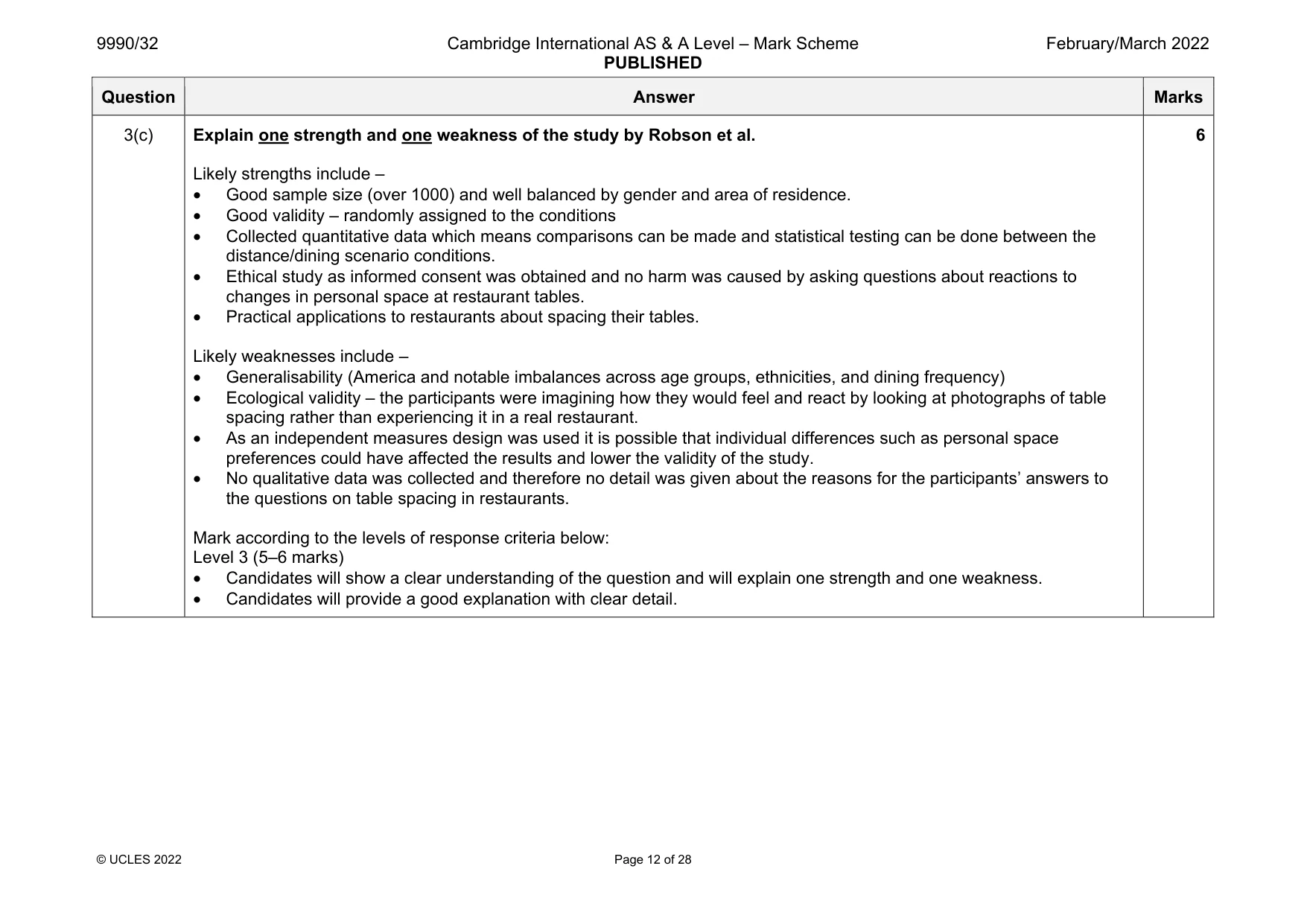 Mark scheme, page 12 of 28