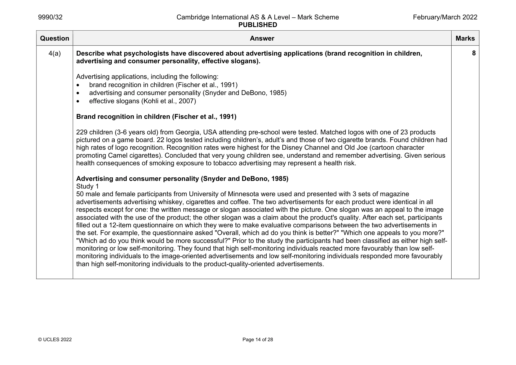 Mark scheme, page 14 of 28
