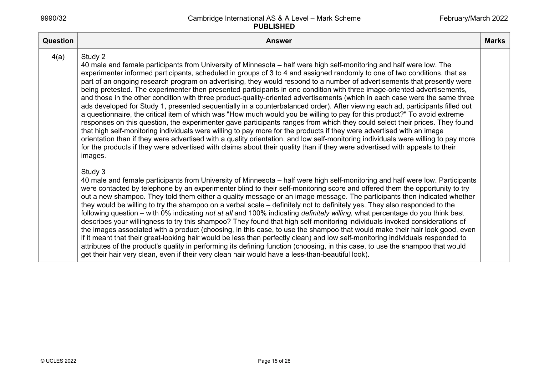 Mark scheme, page 15 of 28